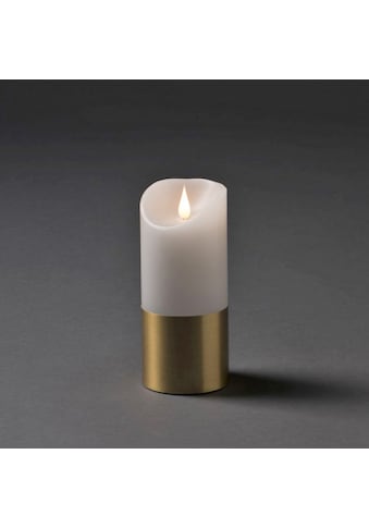 KONSTSMIDE LED-Kerze, (1 tlg.), LED Echtwachskerze, weiß, mit messingfarbener Banderole kaufen