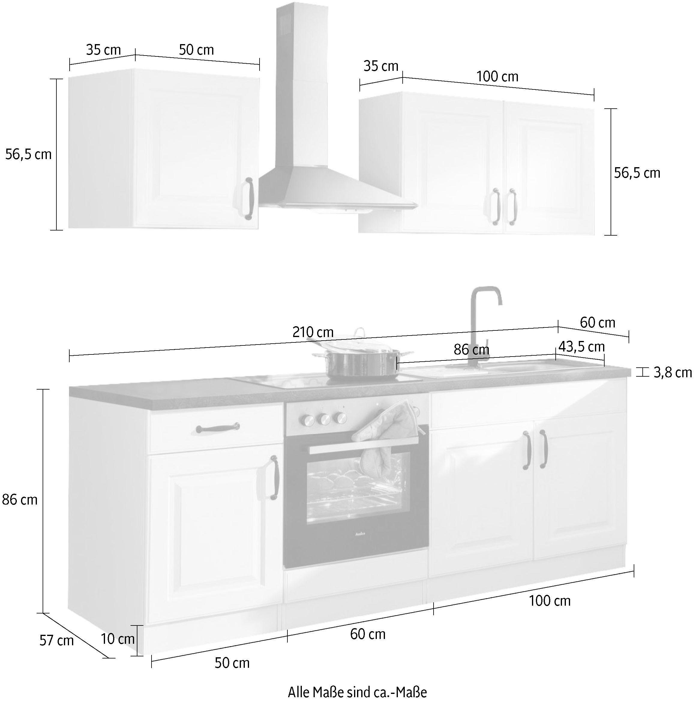 wiho Küchen Küchenzeile »Erla«, ohne E-Geräte, Breite 210 cm