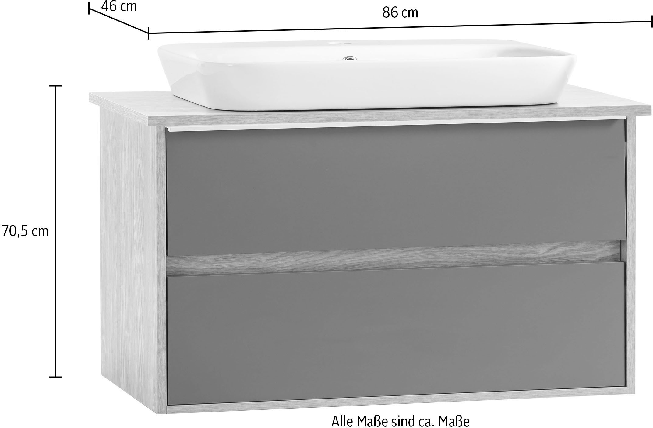 Schildmeyer Waschtisch »Mali, Breite 86 cm«, Holzdekor mit fühlbarer Struktur, Keramikbecken