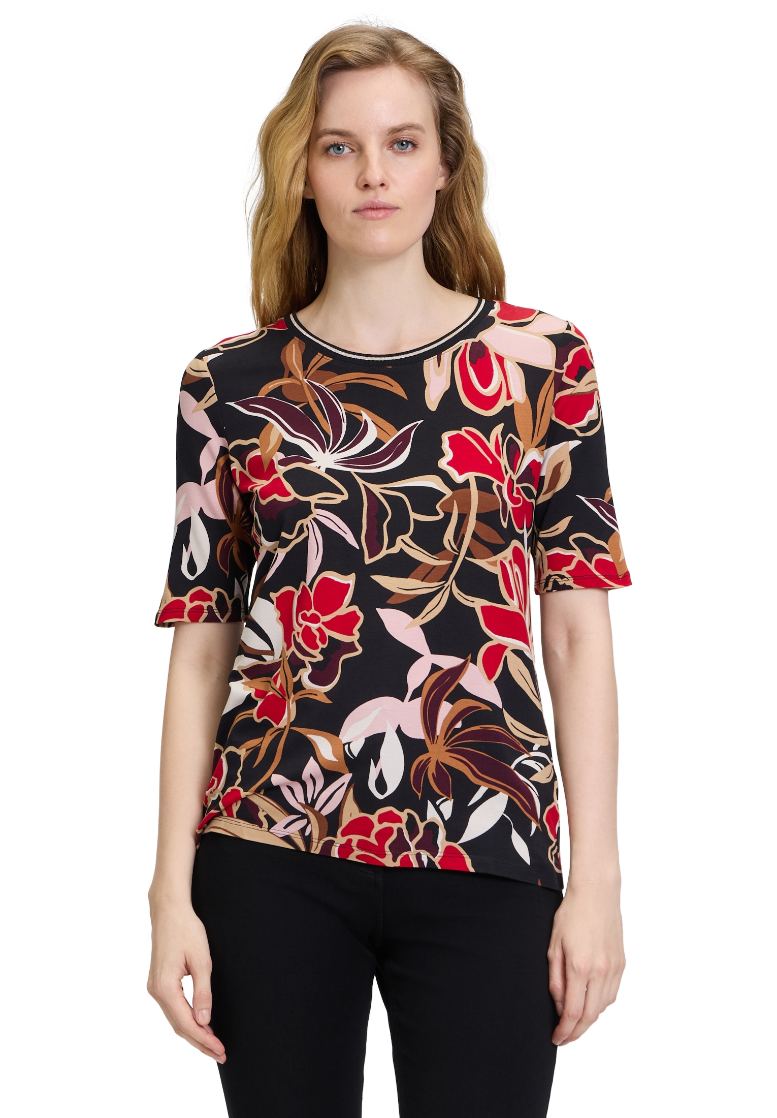 Kurzarmshirt »Betty Barclay Basic Shirt mit Print«, Rippbündchen