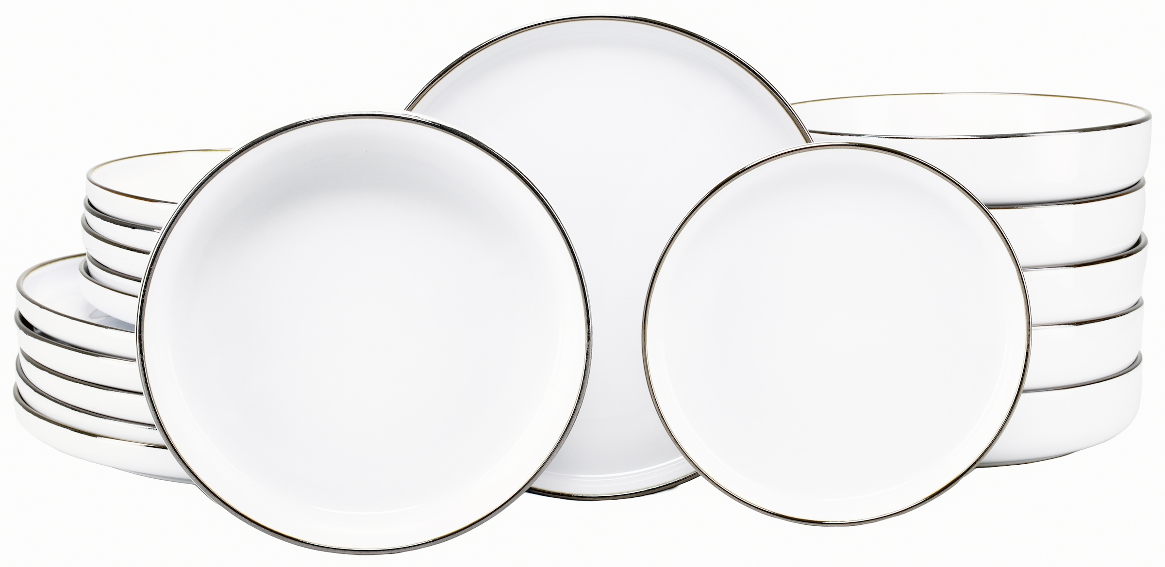 CreaTable Teller-Set »Nordic Festive, Service 18-tlg.« Teller Set, Minimalistisches Design, Dezente goldene Akzente