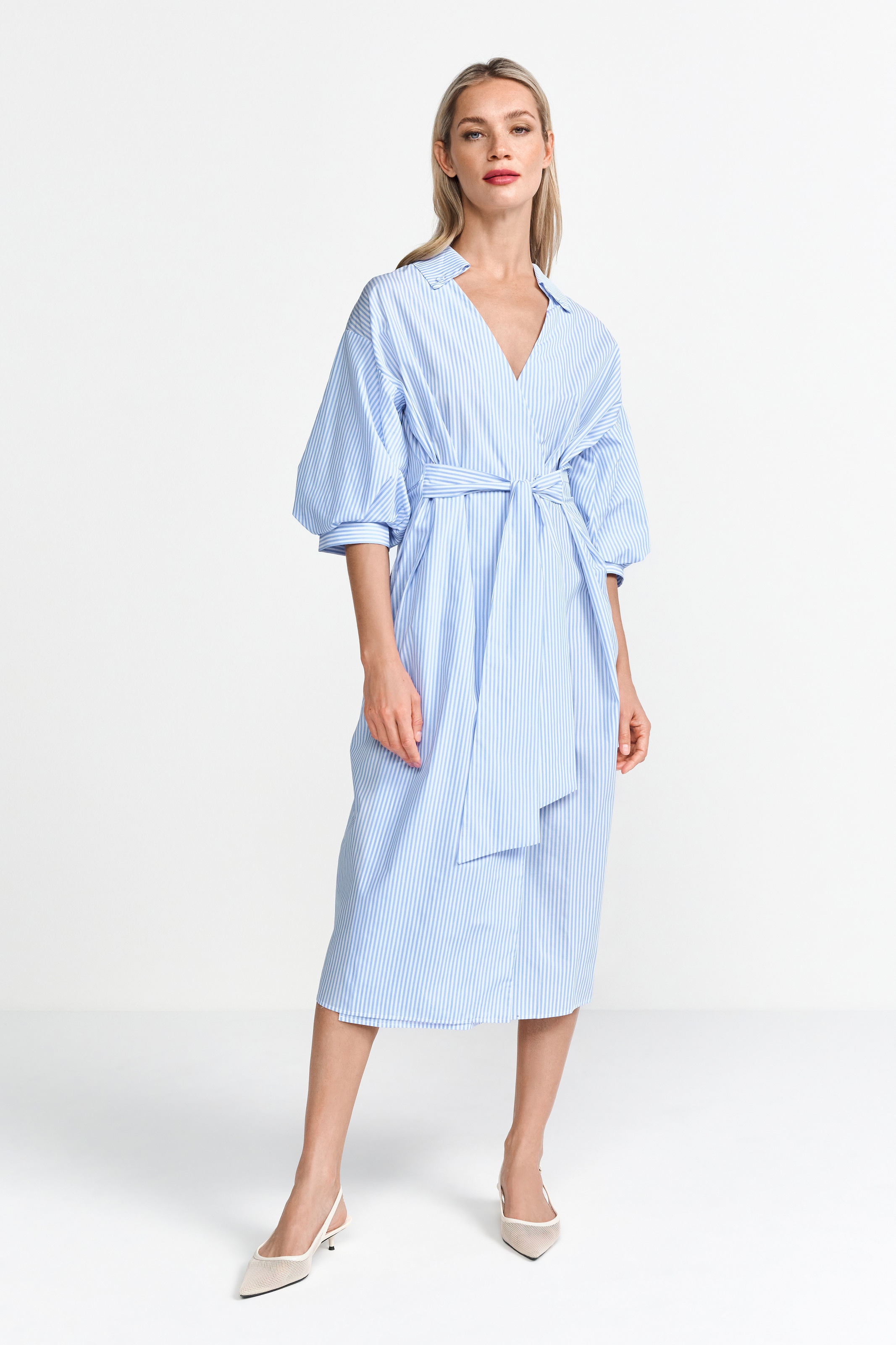 RICHROYAL Blusenkleid, Mit überschnittener Schulter und Button-Down-Kragen; gestreift
