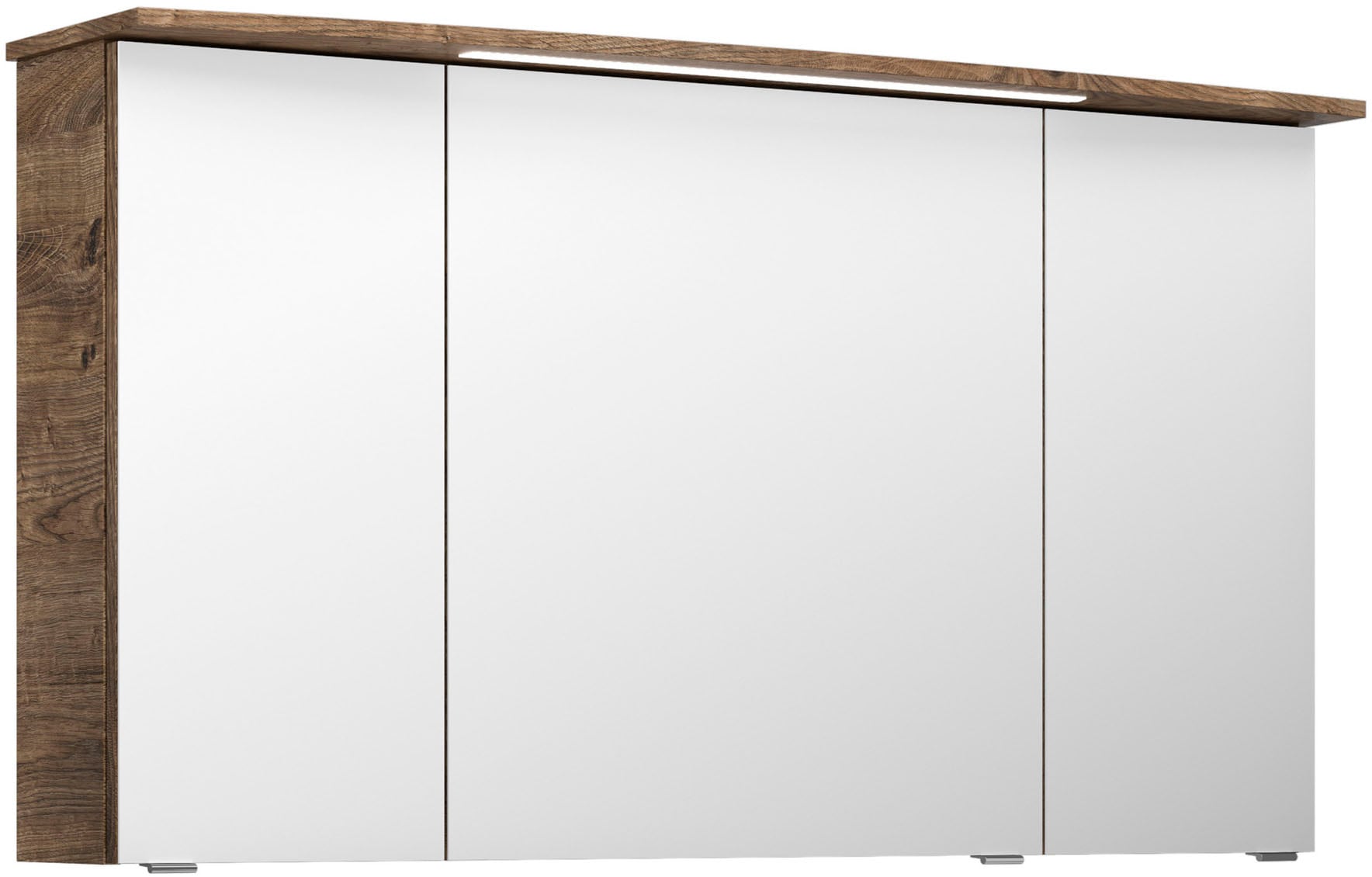 Saphir Badezimmerspiegelschrank »Serie 4010 Badezimmer-Spiegelschrank inkl. LED-Beleuchtung im Kranz«, Badschrank 142 cm breit, 3 Türen, 6 Glas-Einlegeböden, inkl Türdämpfer