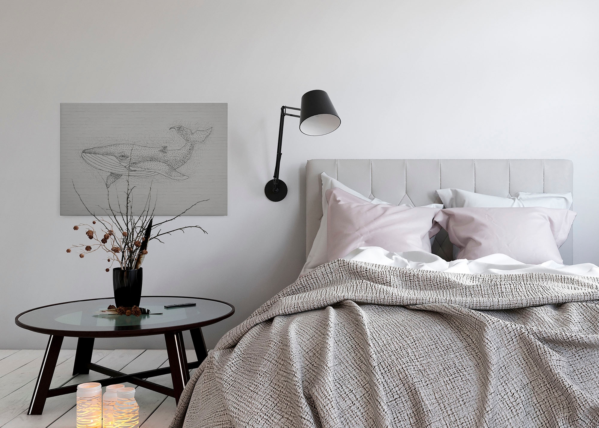 A.S. Création Leinwandbild »titan« Kunst | Tiere 1 Stk. tlg. Schwarz-Weiß Zeichnung Wal Keilrahmen Leinwand-Bild Wohnzimmer modern