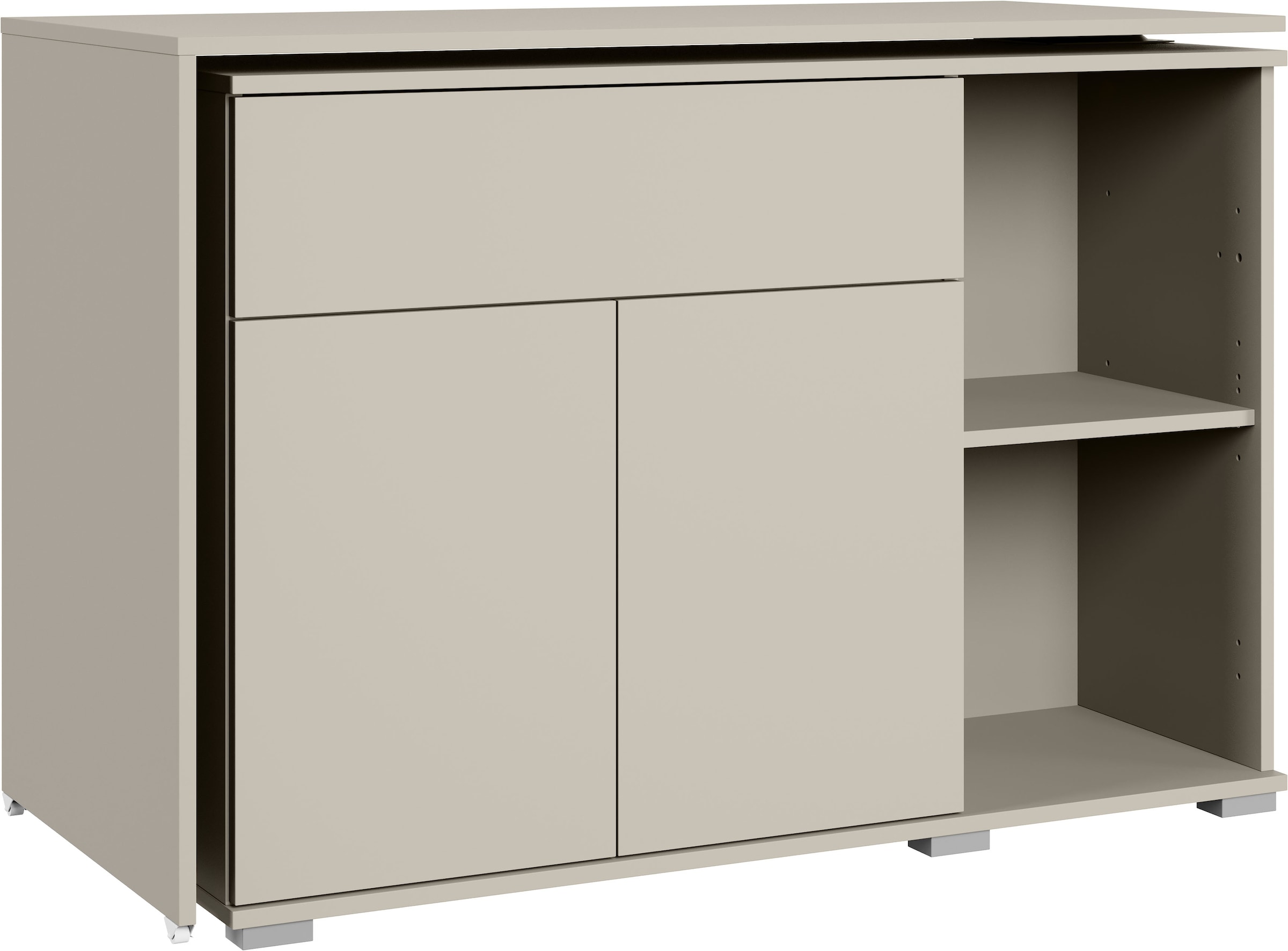 OTTO home Schreibtisch »Kenia mit drehbarer Tischplatte 90°/180°, B/H/T: 109,5/75/50 cm« 1 Stk. tlg. Schublade & Türen mit Push-to-open, 2 höhenverstellbare Böden