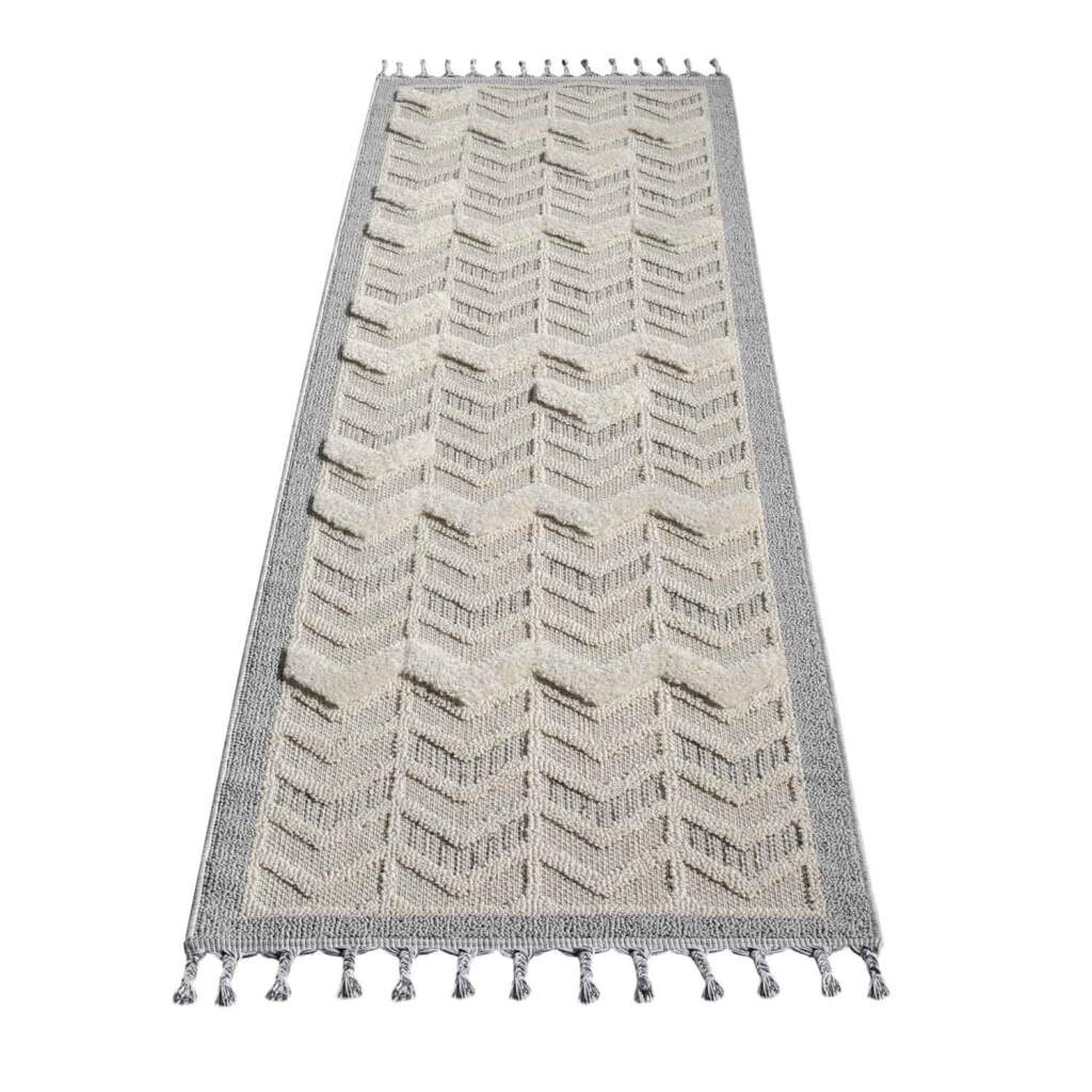 Carpet City Hochflor-Teppich »VALENCIA 920«, rechteckig, 20 mm Höhe, Läufer, Boho-Stil, Hochtief-Muster/ 3D-Effekt, mit Fransen