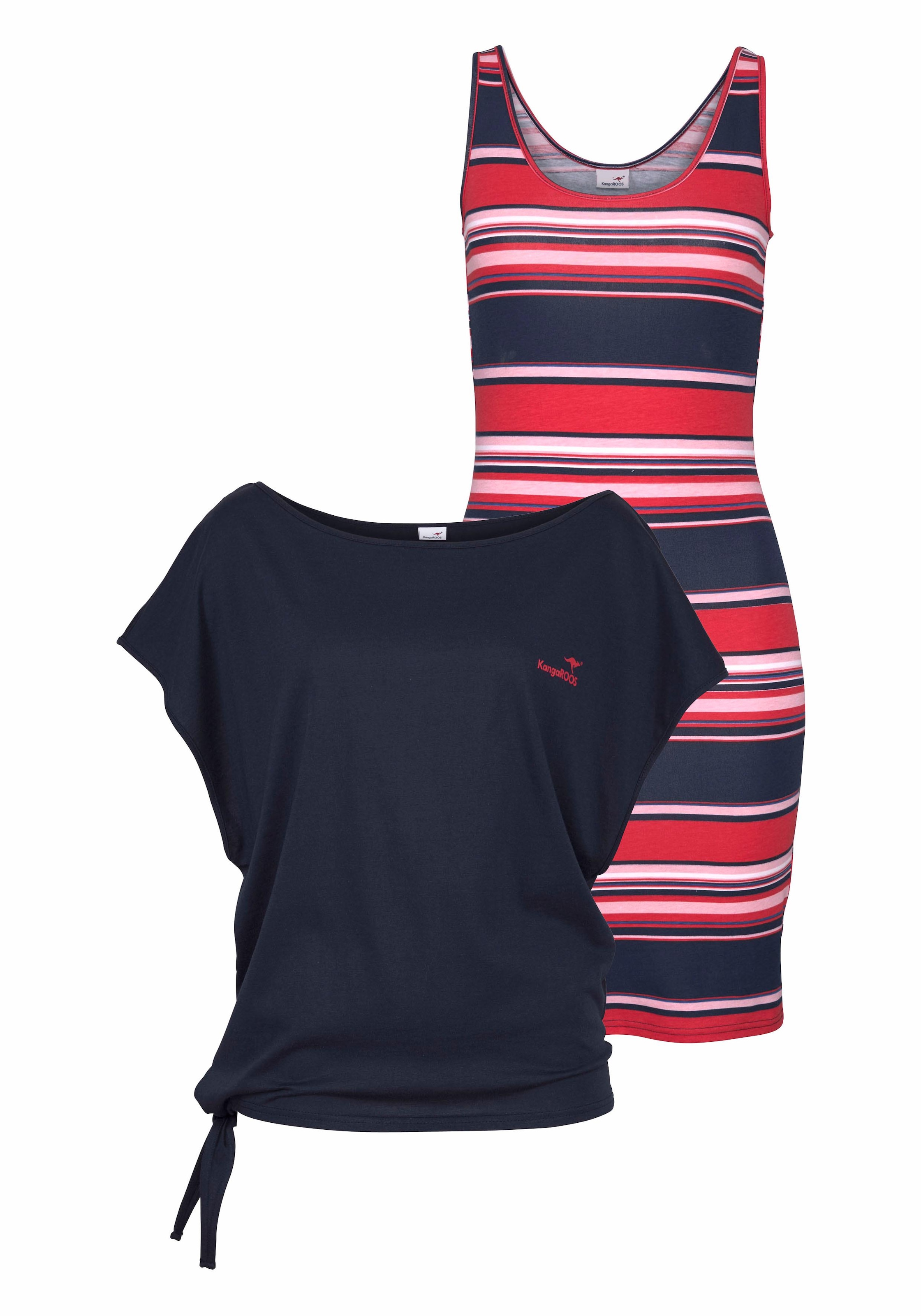 KangaROOS Jerseykleid Set, mit T-Shirt, 2 Stk. tlg. Mini-Länge,  lässiger Stil,  elastisches Material