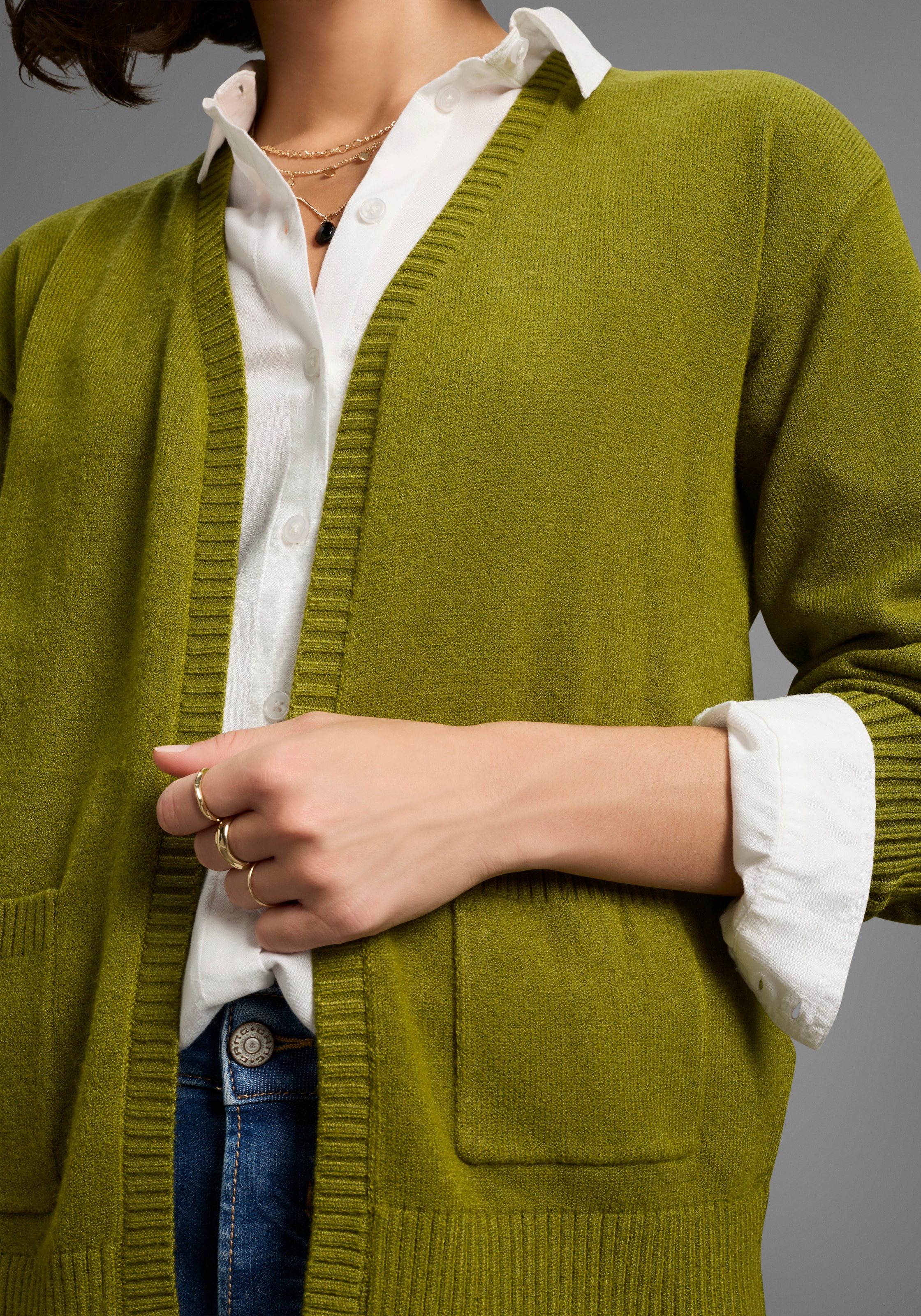 Laura Scott Strickjacke softer Übergangsstrick in lässiger, offener Form