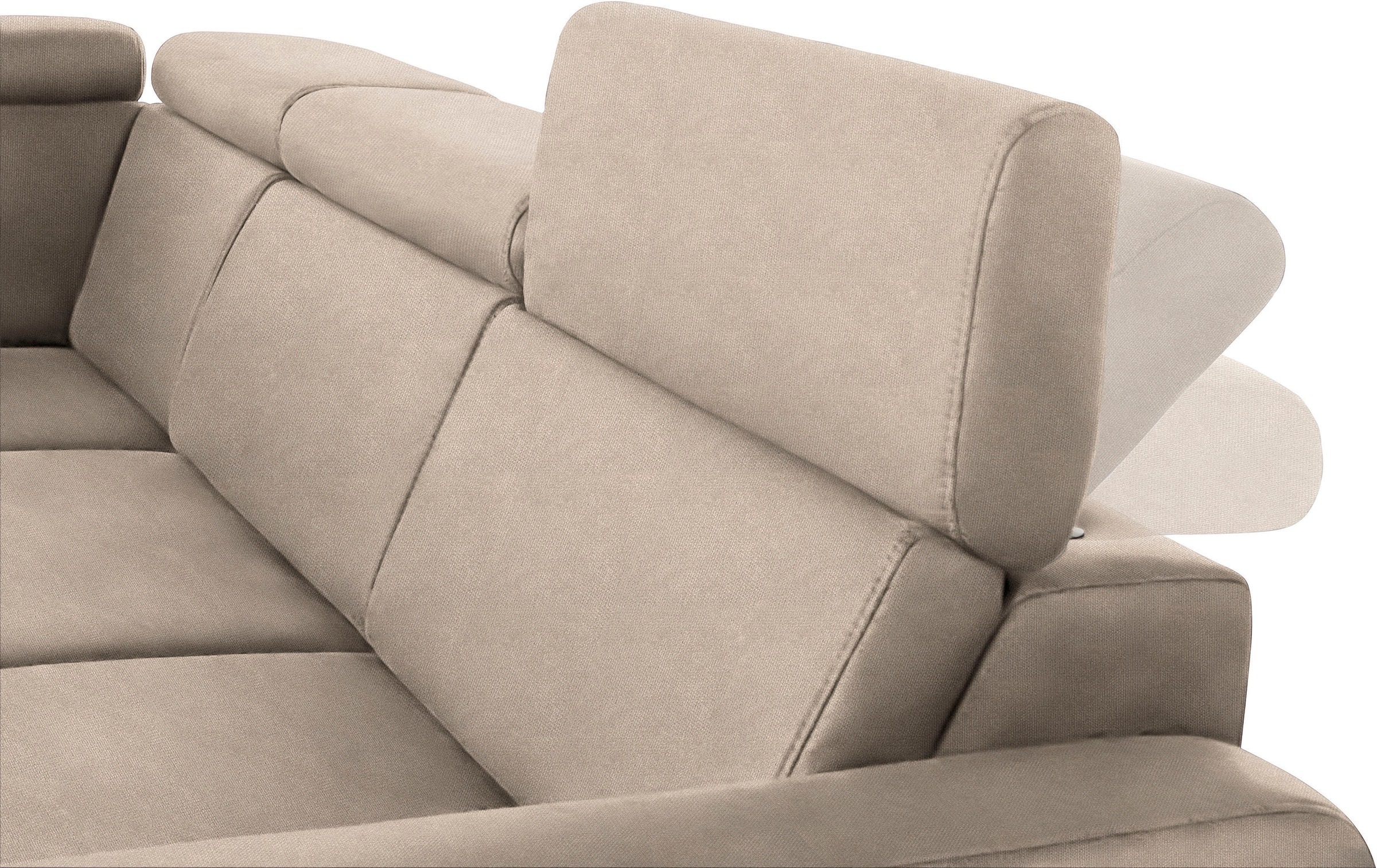 sit&more Ecksofa »Bologna L-Form«, Kopfteilverstellung, wahlweise mit Bettfunktion und Schubkasten