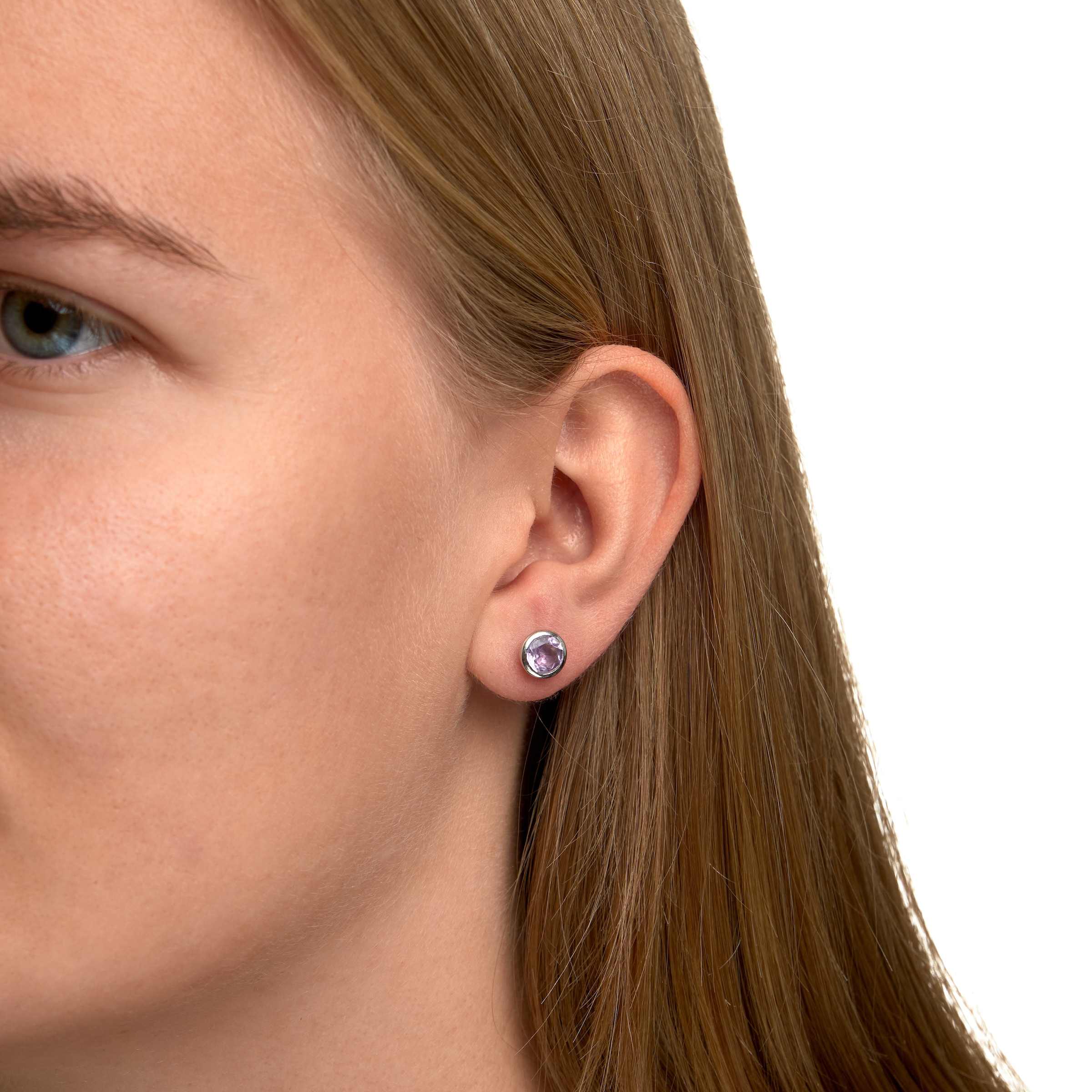 Zeeme Paar Ohrstecker »Silber 925 rhodiniert mit echtem Amethyst 7,5mm«