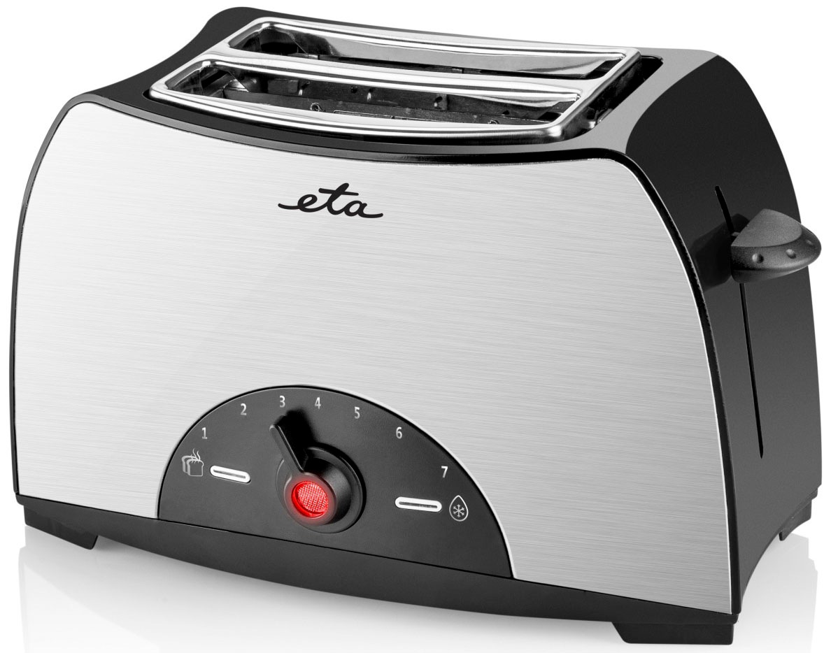 eta Toaster »Lenny ETA216690000«, 2 kurze Schlitze, für 2 Scheiben, 800 W, Silber, mit 7 Bräunungsstufen und Brötchenaufsatz