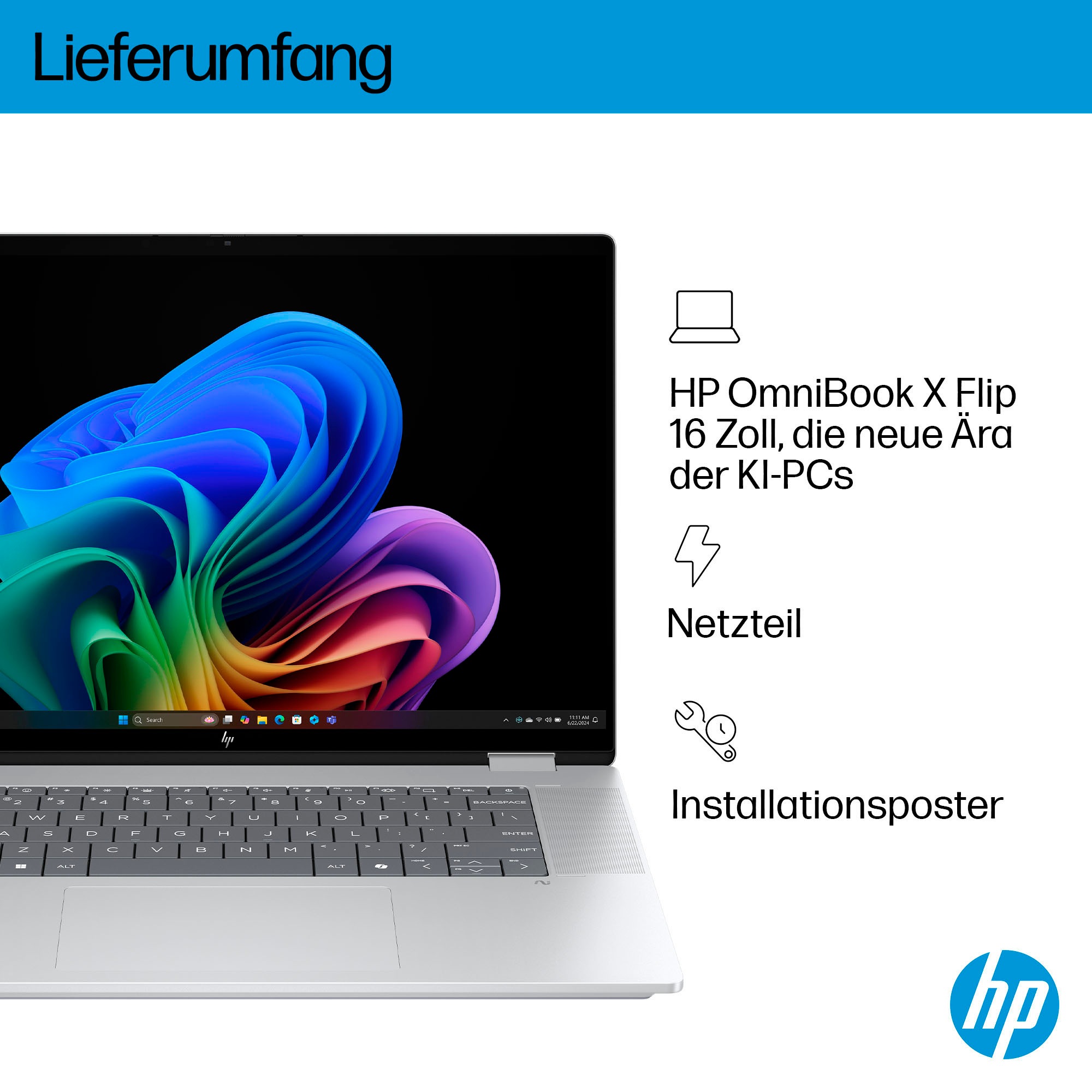 HP Convertible Notebook »OmniBook X Flip 16-as0252ng«, 40,64 cm, / 16 Zoll, Intel, Ultra 7, ARC, 512 GB SSD