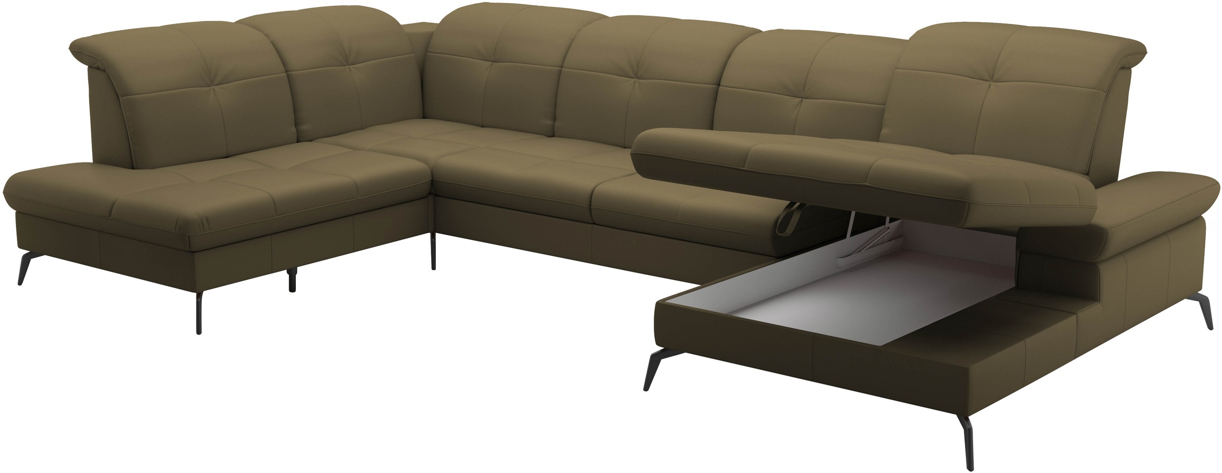 sit&more Wohnlandschaft »Amica, U-Form, inkl. Sitztiefenverstellung und Armteilverstellung«, wahlweise mit Kopfteilverstellung, Bettfunktion und Bettkasten