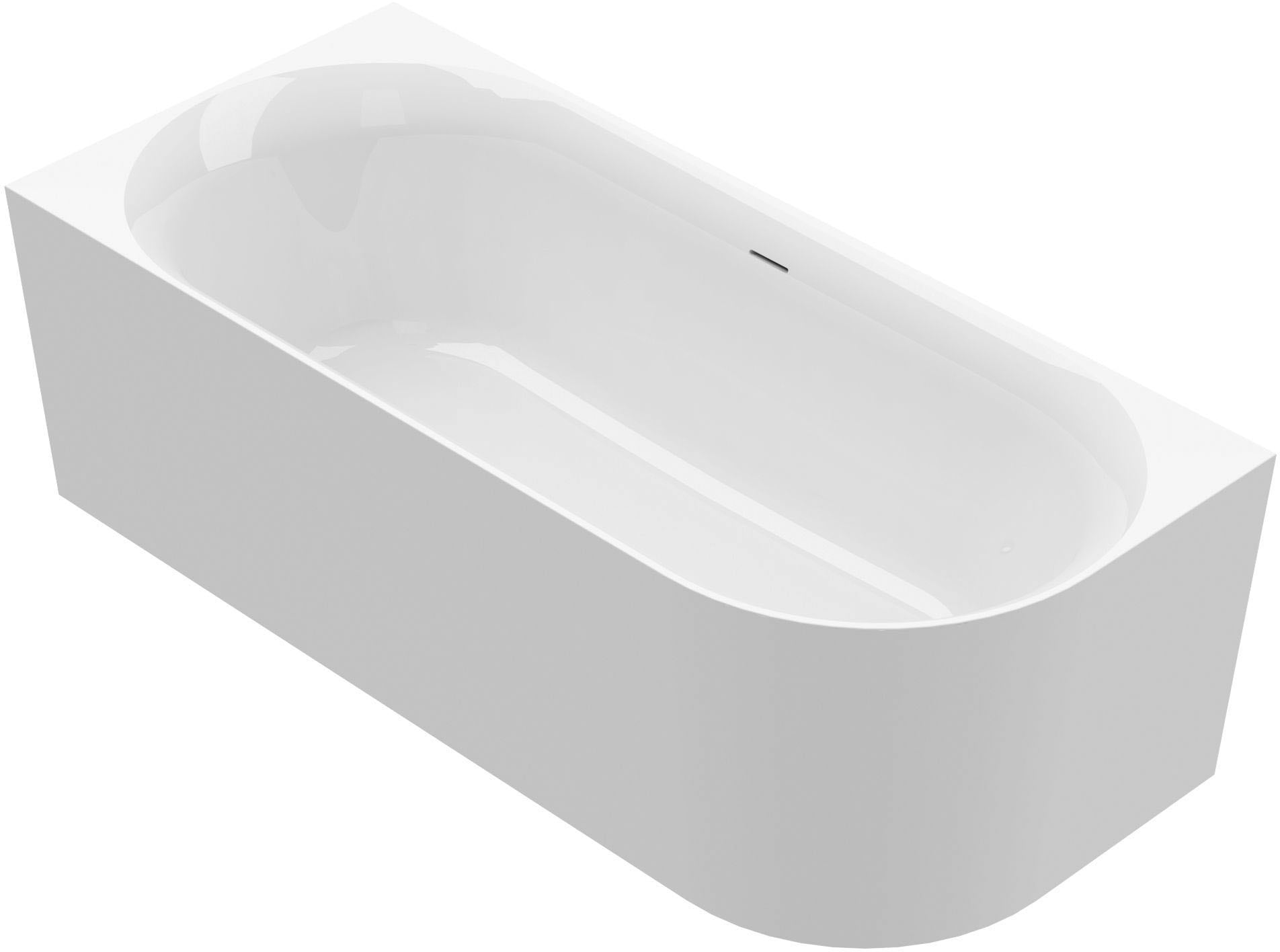 OTTOFOND Badewanne »Mince Corner rechts 180 cm weiß«, (1 tlg.), inkl. Ablaufgarnitur, Schlitzüberlauf, Fußgestell, schmale Wannenkante