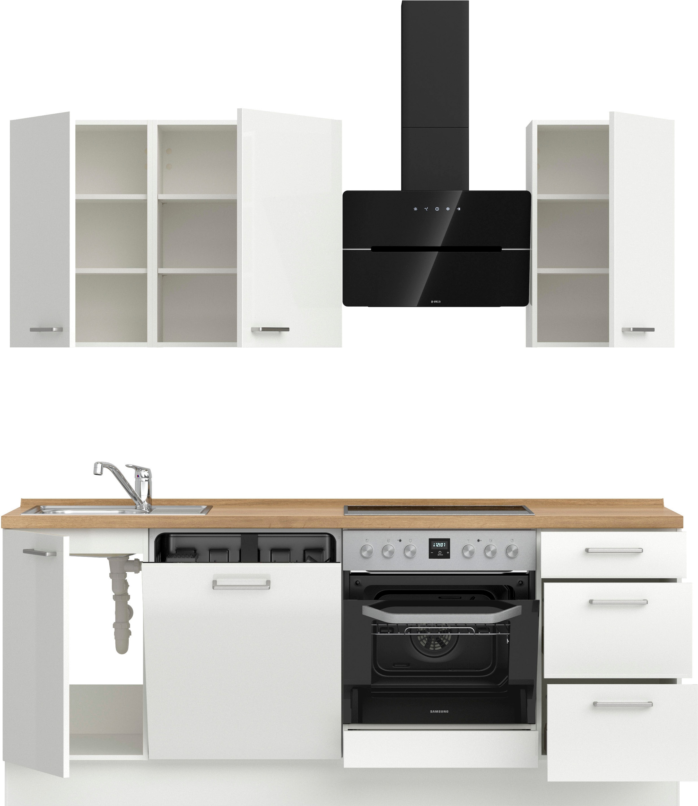 nobilia® Küchenzeile »"Flash II"«, vormontiert, Ausrichtung wählbar, Breite 210 cm, wahlw. mit E-Geräten