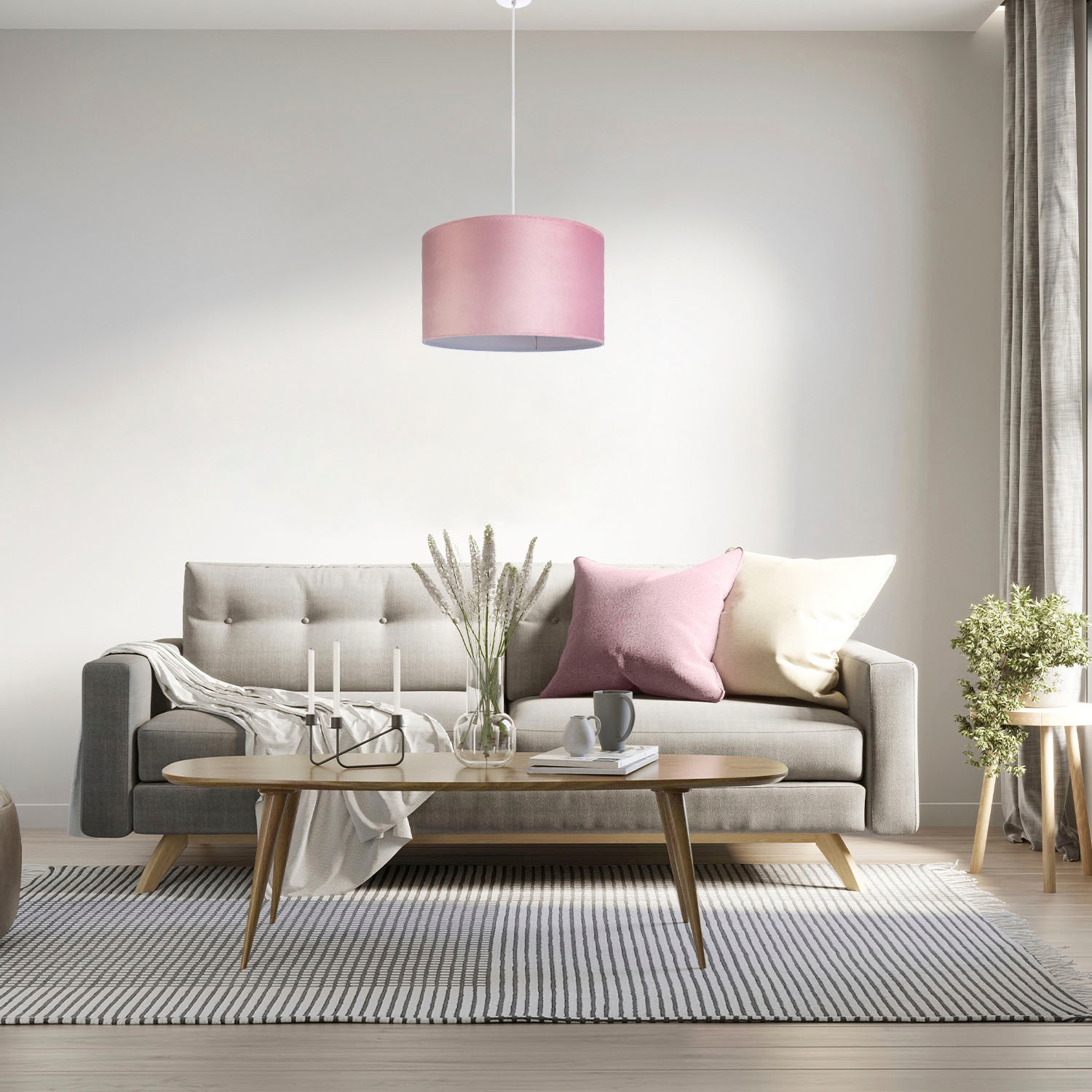 Paco Home Pendelleuchte »Hugo uni Color«, Leuchtmittel E27 | ohne Leuchtmittel, Wohnzimmer Lampenschirm aus Velour Unifarben Deko E27 Kabel 1,5m