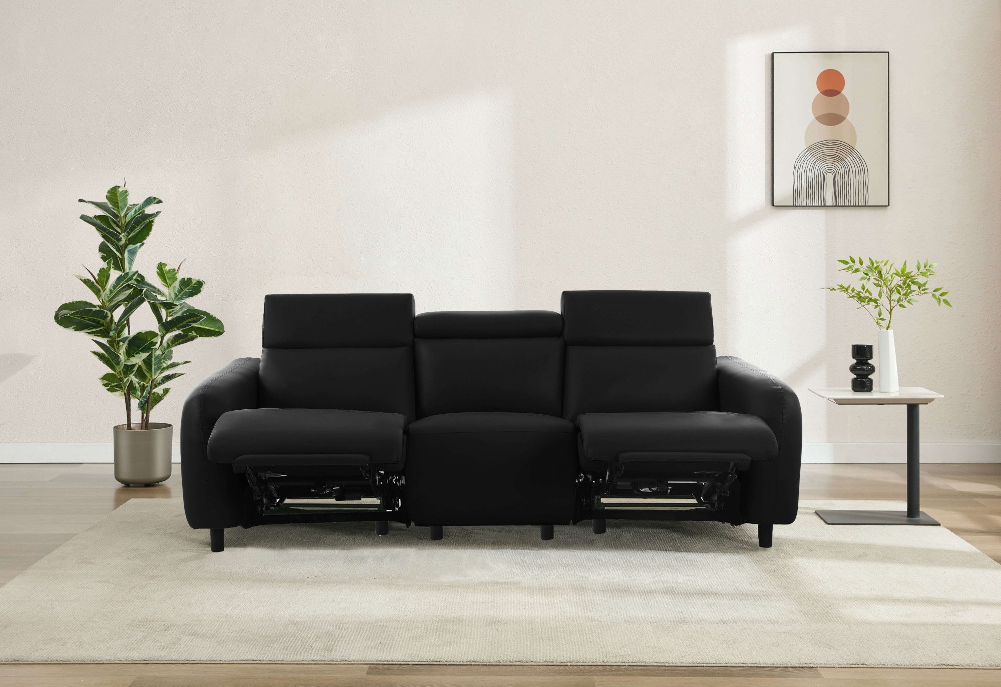 Home affaire 3-Sitzer »SKAANE Kunstleder, 229 cm, manuelle-u. elektrische Relaxfunktion«, Relax-Funktion in 2 Sitzen, Kopfteilverstellung, Federkernpolsterung