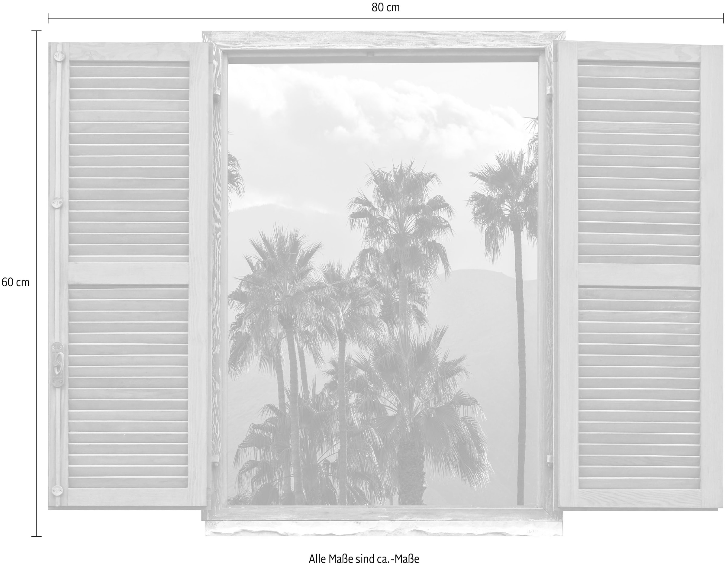 queence Wandtattoo »Palmen vor Bergen«, (1 St.), Wandsticker, Wandbild, selbstklebend, 3D, Fenster