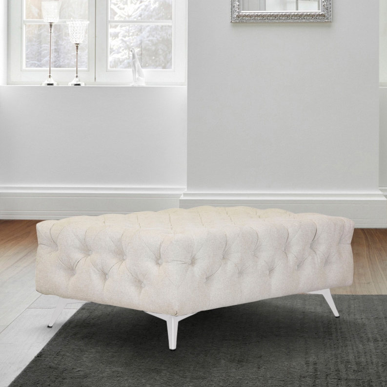 Leonique Polsterhocker »Amaury«, Chesterfield-Optik, Breite 120cm, Fußfarbe wählbar