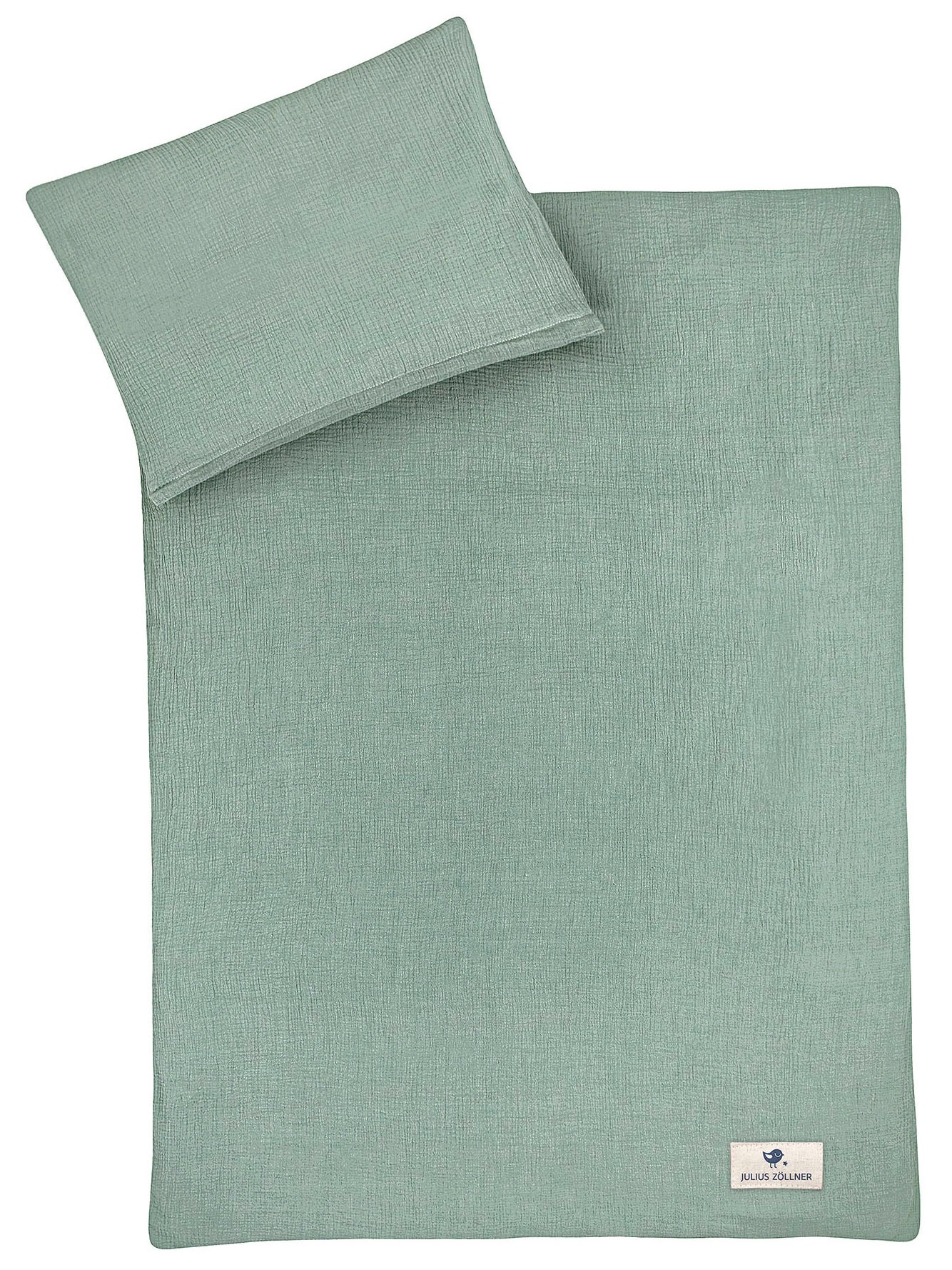 Kinderbettwäsche JULIUS ZÖLLNER Baby- und Kinderbettwäsche aus 100% Musselin, grün, B/L: 100cm x 135cm, 1 Stk., 1 Stk., Musselin, B/L: 40cm x 60cm, 2 Stk.
