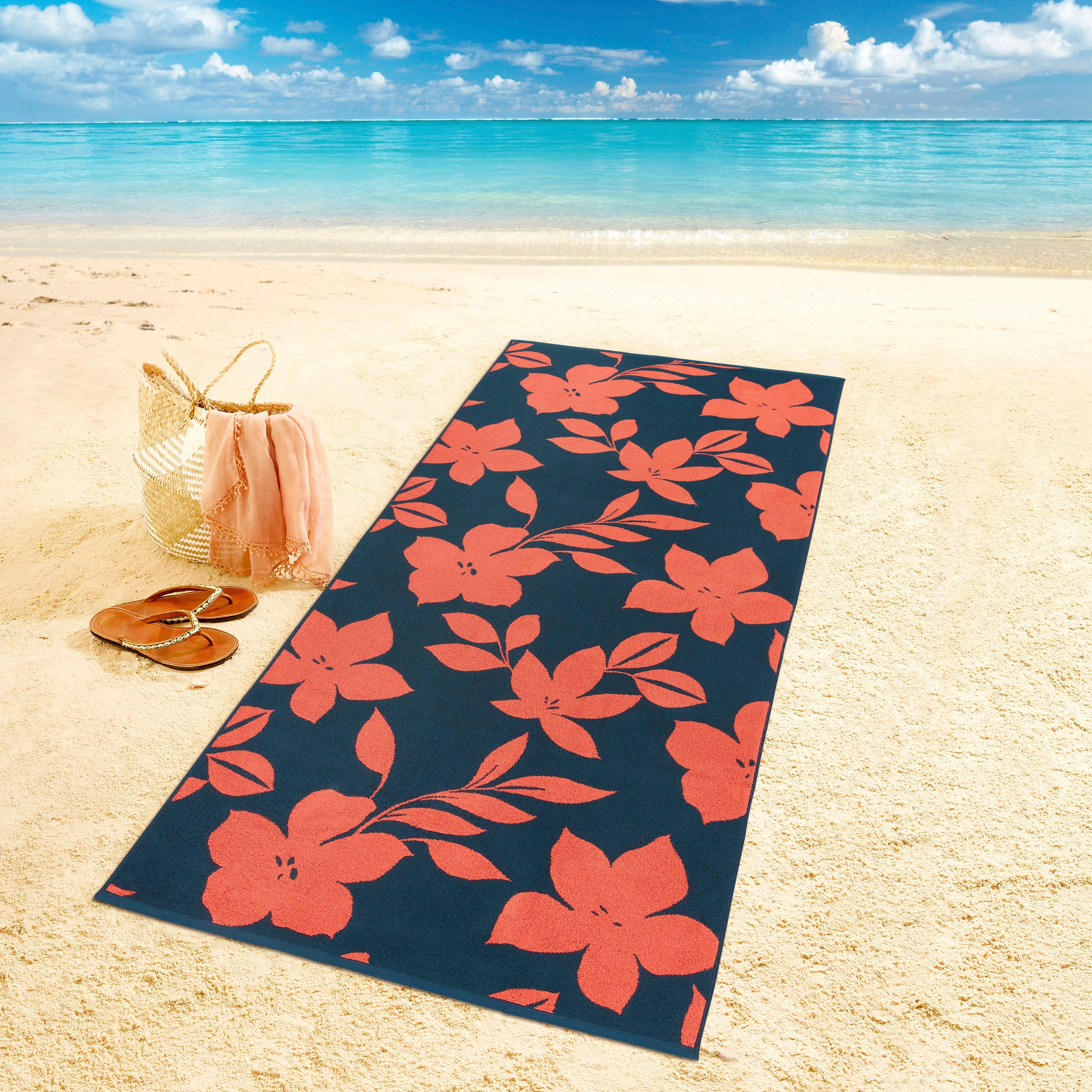 Dyckhoff Strandtuch »Flowers«, (1 St.), 100% Baumwolle günstig online kaufen