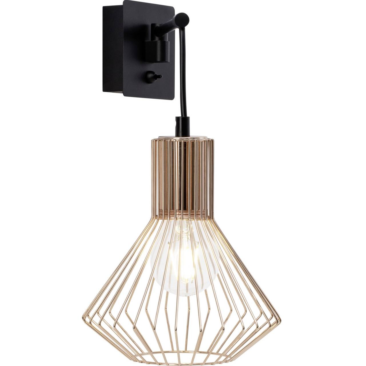 Brilliant Wandleuchte »Dalma«, 1 flammig, Leuchtmittel E27 | ohne Leuchtmittel, Wandlampe Schalter schwarz/kupfer