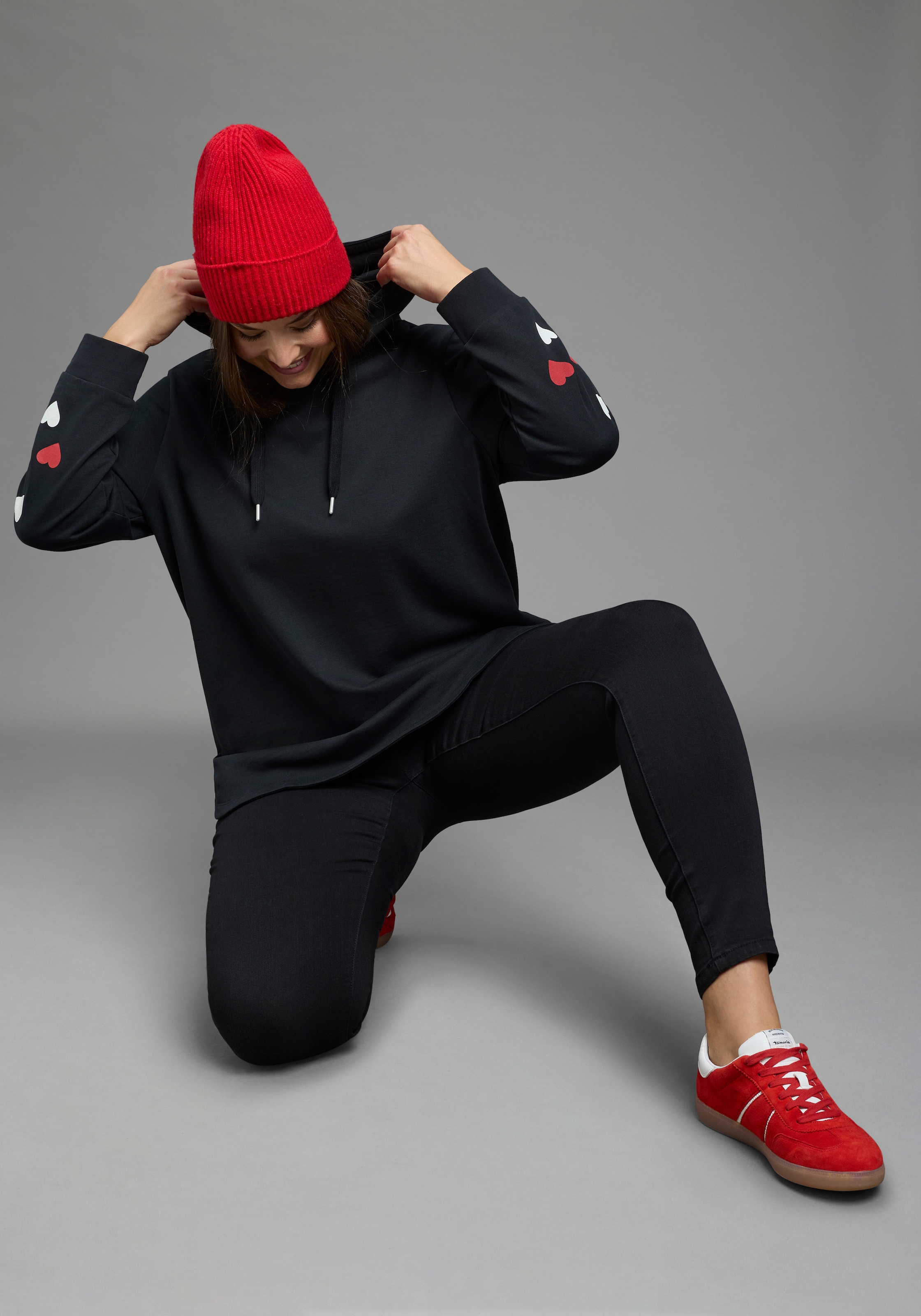 Laura Scott CURVE Kapuzensweatshirt »Große Größen«, im Oversized Look aus weicher Baumwolle
