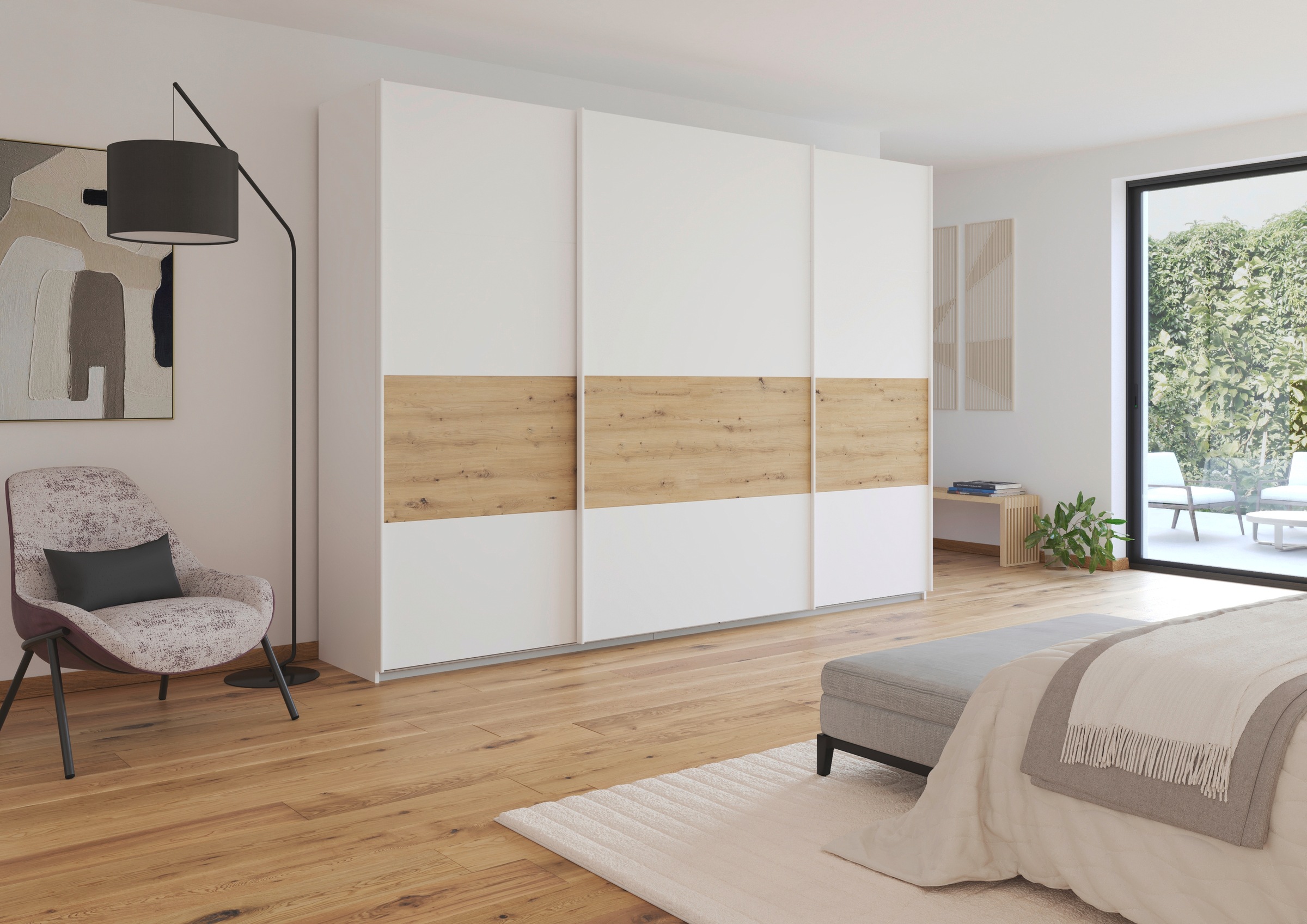 rauch Schwebetürenschrank »Schwebetürenschrank Kleiderschrank Schrank Garderobe CORTONA«, inkl. Inneneinteilung, 2 Stoffboxen und zusätzlichen Einlegeböden