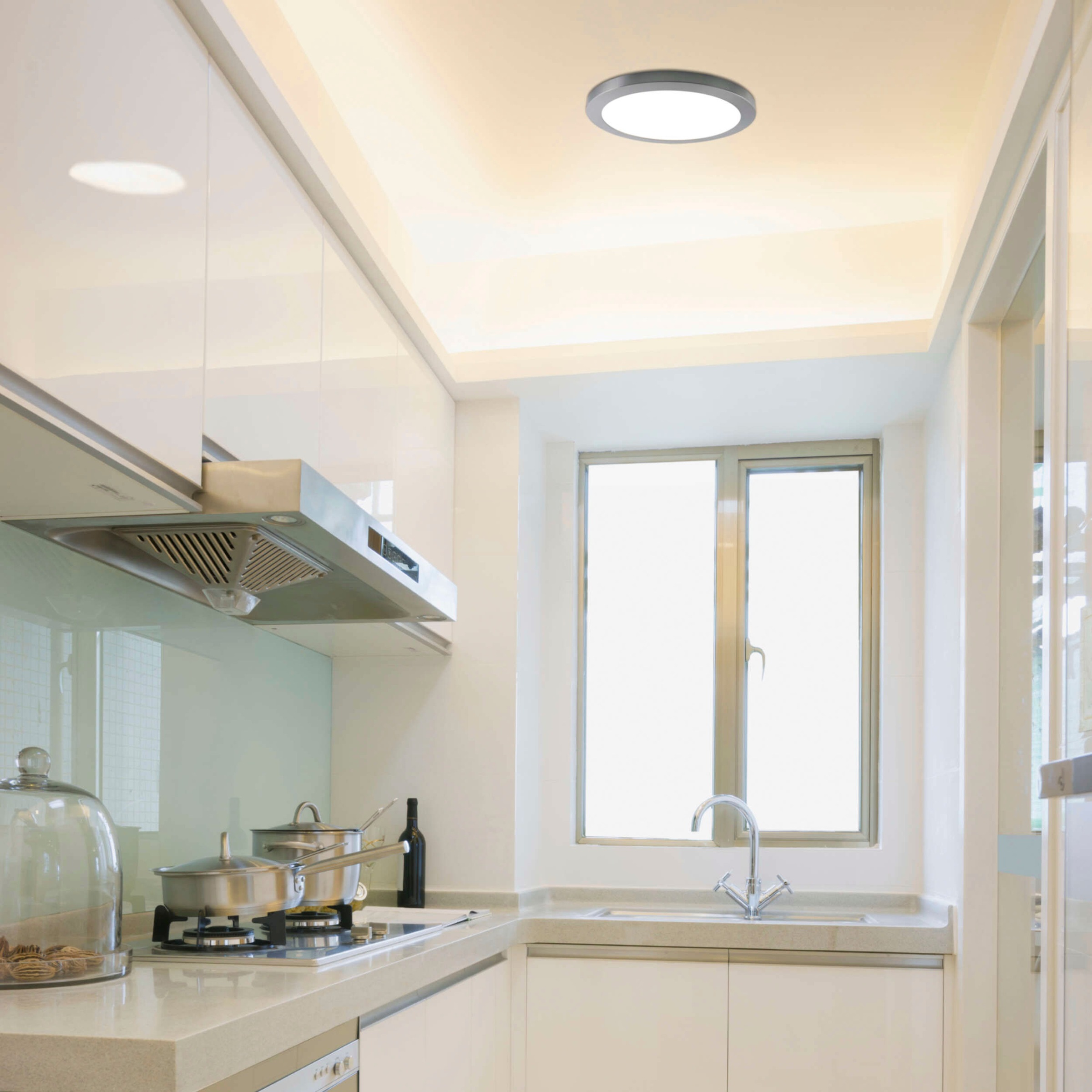näve LED Deckenleuchte »Bonus«, 1 flammig, Leuchtmittel LED-Modul | LED fest integriert, 3 Lichtfarben, 2-in-1-Optik,Ring chrome magetisch abnehmbar