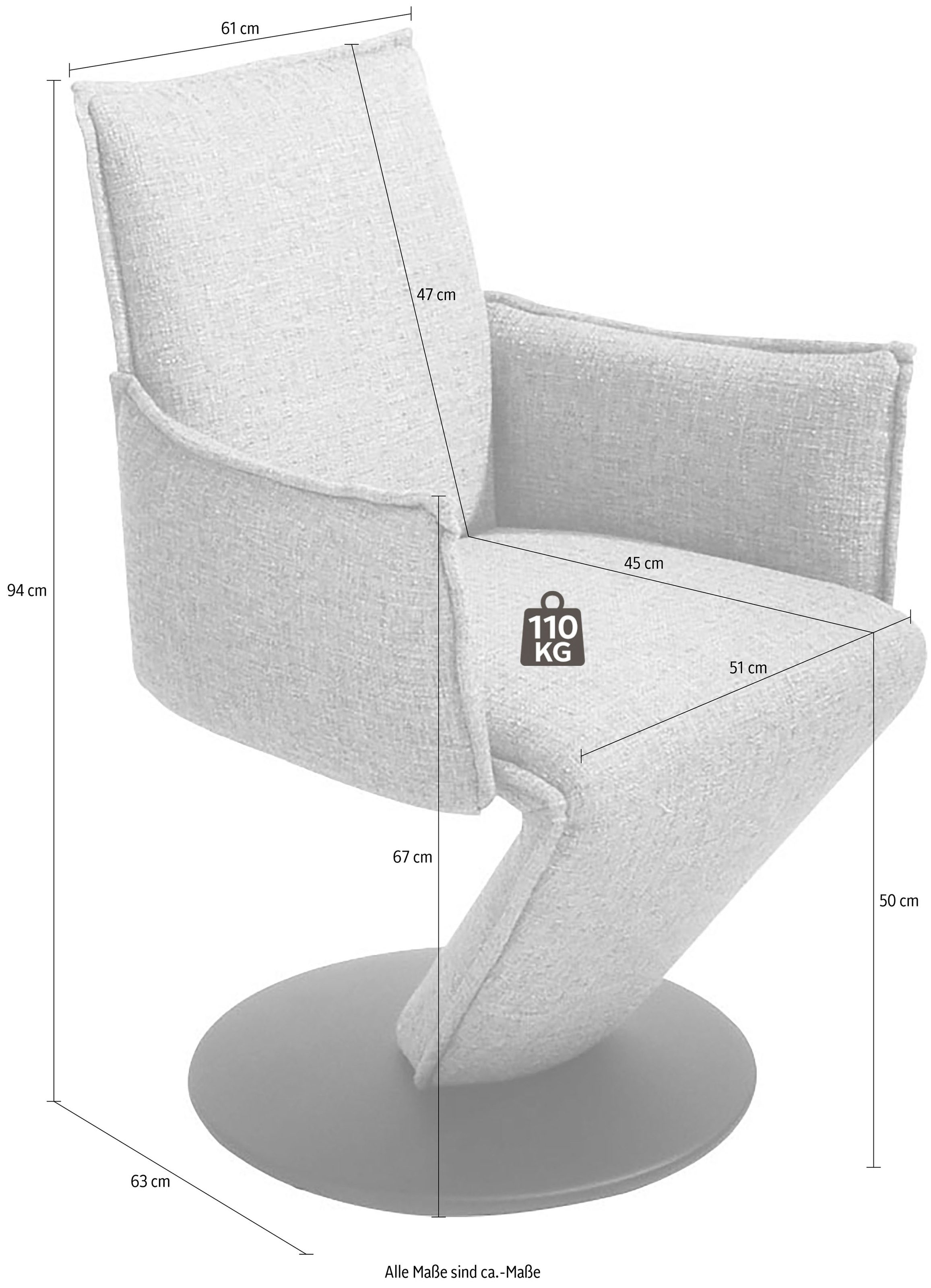K+W Komfort & Wohnen Drehstuhl »Drive«, Flachgewebe 775, Sessel mit federnder Sitzschale, Drehteller in Metall schwarz Struktur