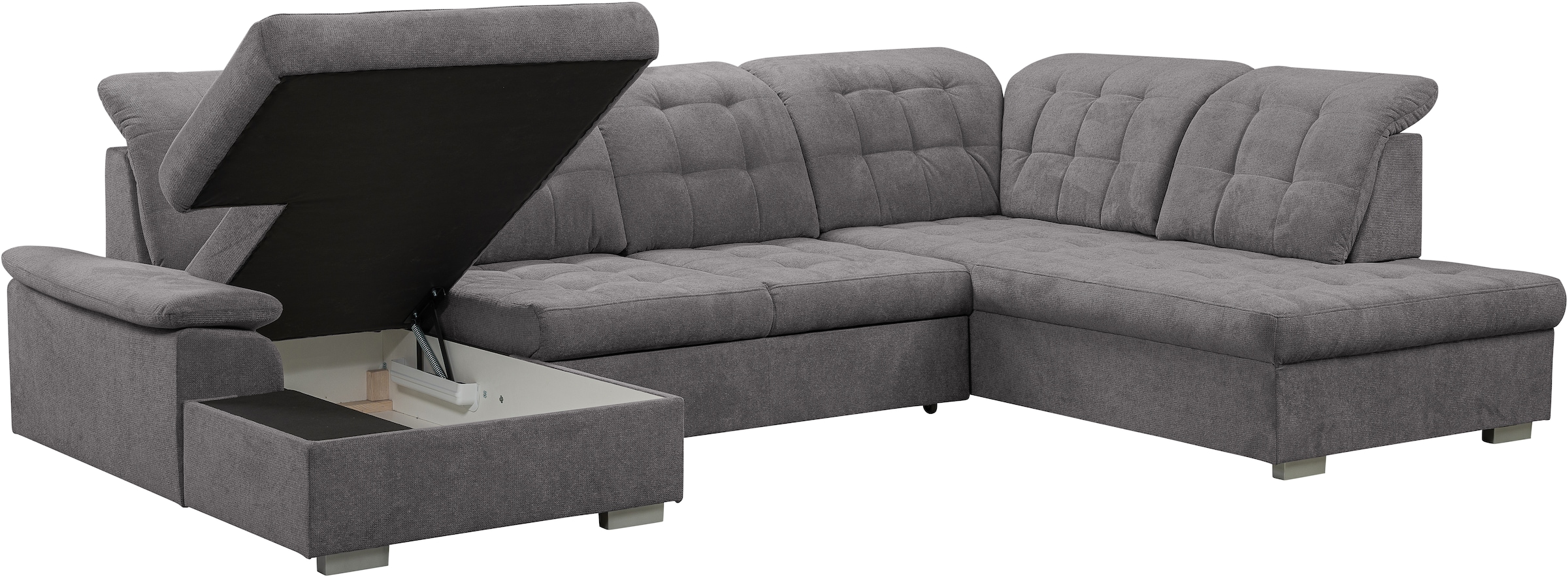 WERK2 Wohnlandschaft »Kordula-New U-Form«, Sofa in U-Form mit Schlaffunktion & Bettkasten, Schlafcouch