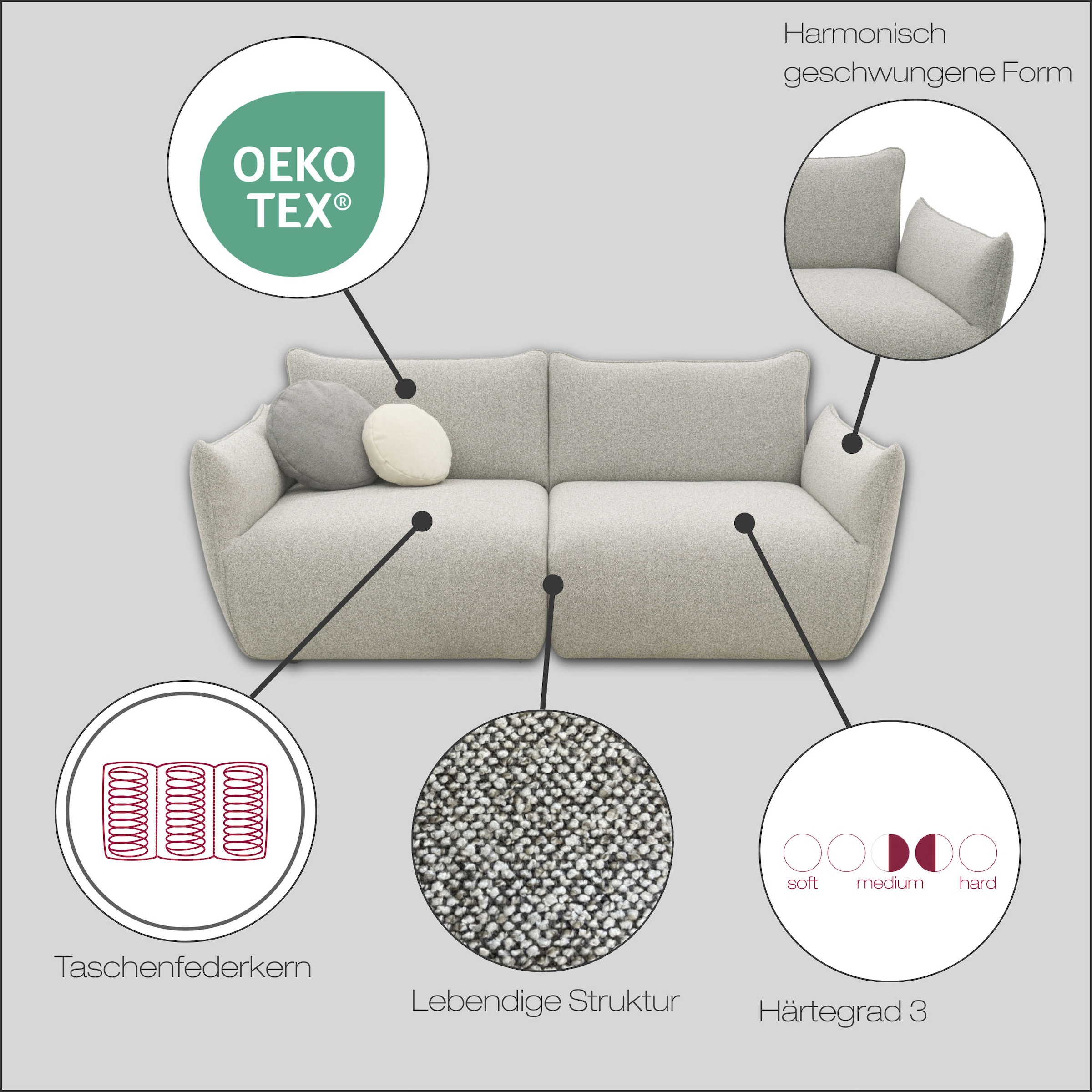 DOMO collection Big-Sofa »800022 in 2 Breiten, Taschenfederkern für hohen Sitzkomfort«