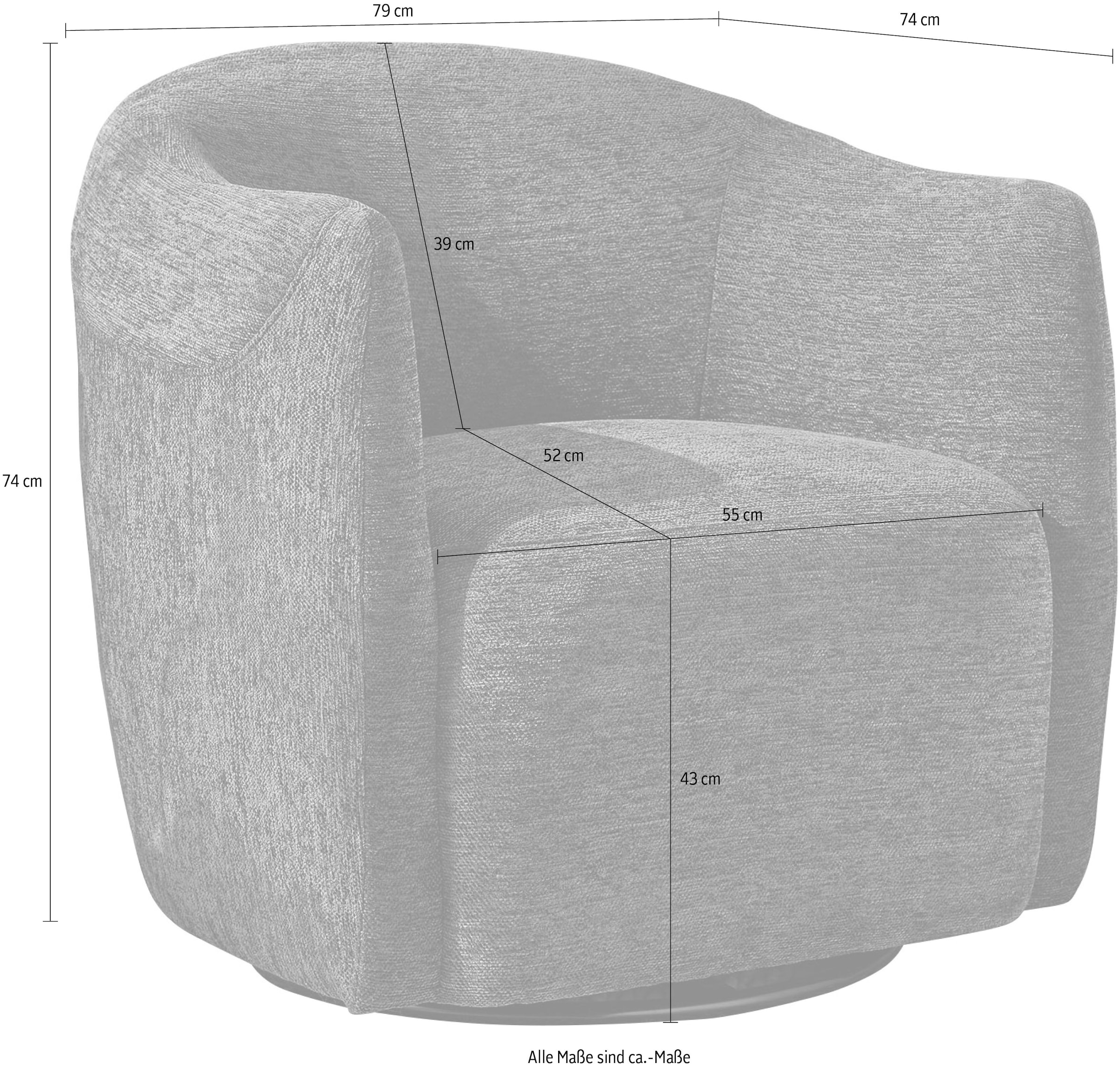 Jockenhöfer Gruppe Loungesessel »Nigel« 360° Drehfunktion, Chenillebezugsstoff, kompaktes Stellmaß