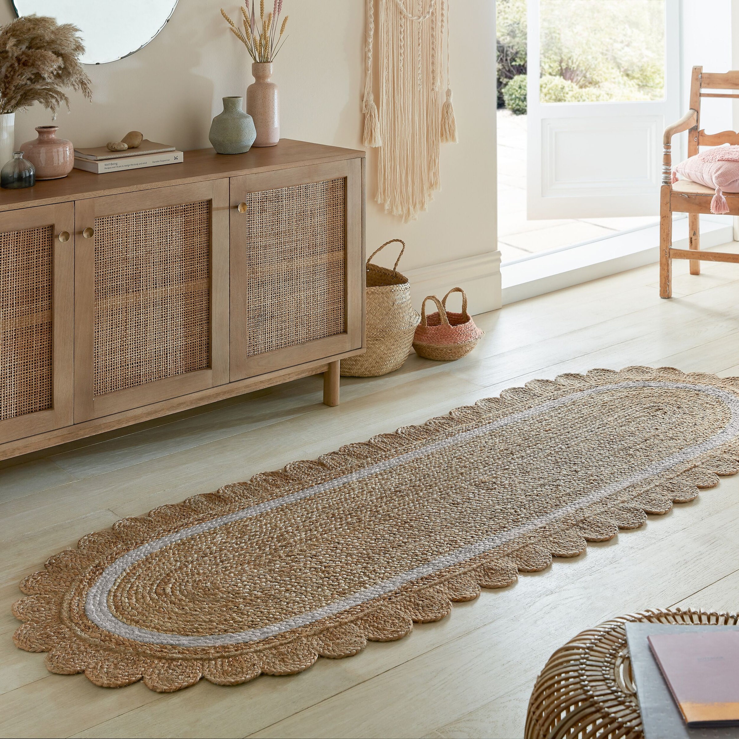 FLAIR RUGS Teppich »Grace«, rechteckig, 4 mm Höhe, Jute Teppich mit Wellens günstig online kaufen