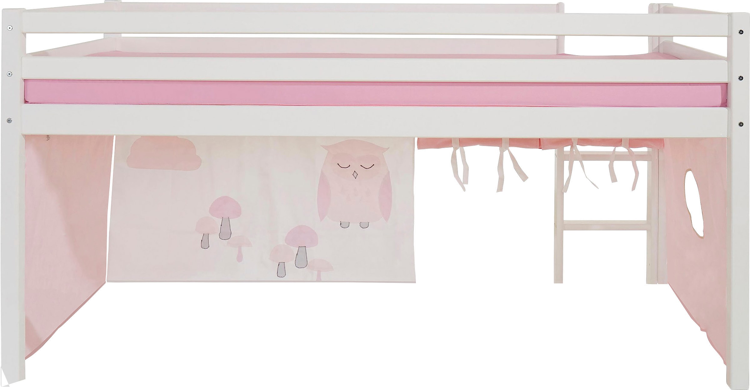 Hoppekids Hochbett »ECO Dream, Kinderbett, Spielbett, Halbhohes Bett aus Massivholz«, inkl. Vorhang-Set Creator, Bettgröße & Matratze wählbar