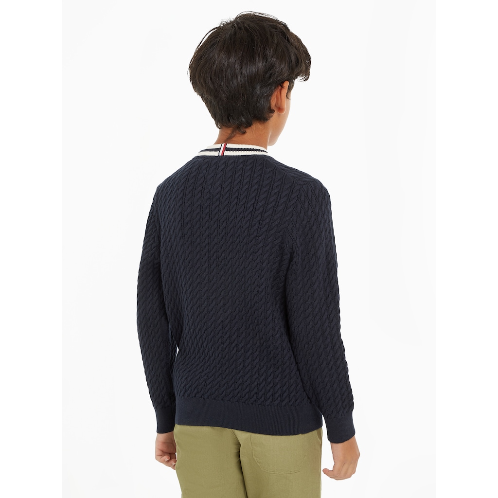 Tommy Hilfiger Rundhalspullover »RINGER CABLE SWEATER«