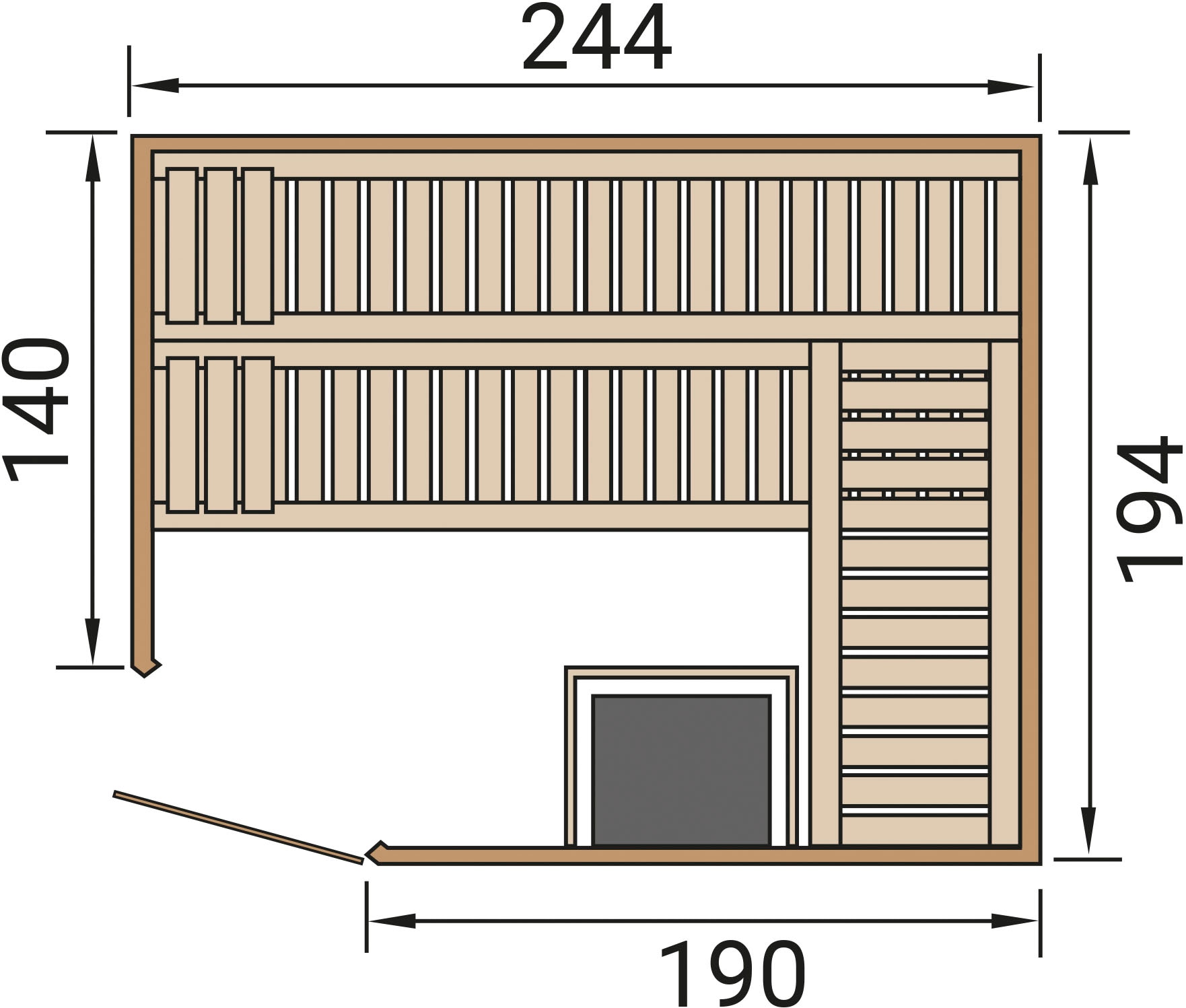 weka Sauna »Element-Ecksauna VARBERG 4« vorgefertigte Elemente, moderne Ganzglastür