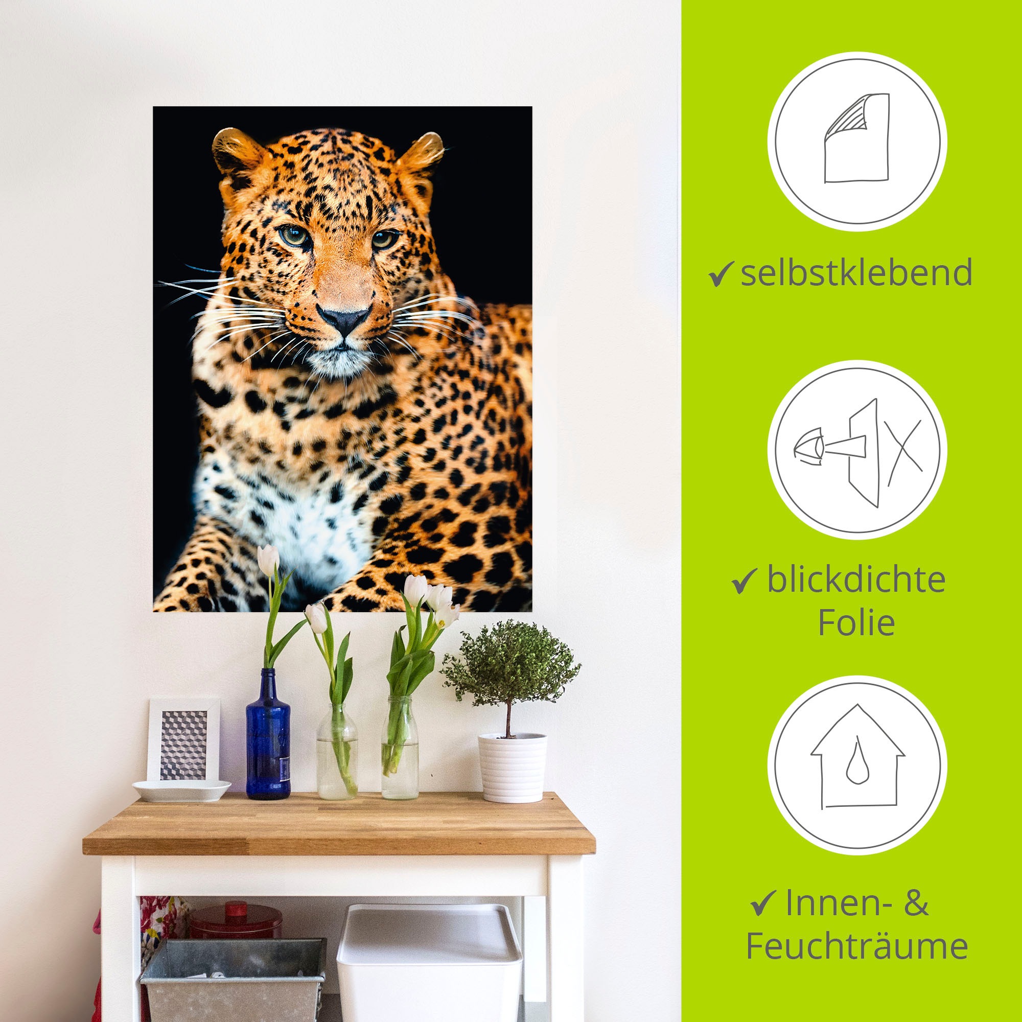 Artland Wandbild »Wütender wilder Leopard«, Wildtiere, (1 St.), als Alubild, Outdoorbild, Leinwandbild, Poster, Wandaufkleber