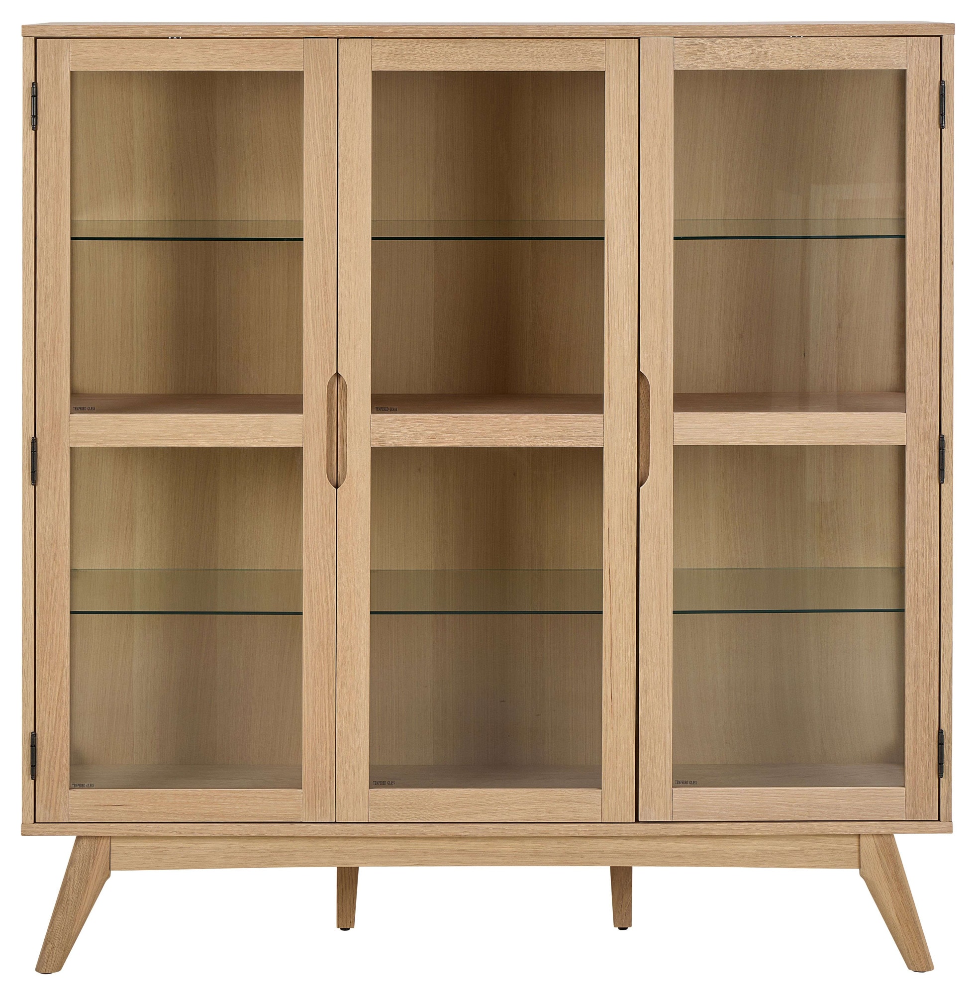 ACTONA GROUP Vitrine »Marte« ölbehandeltes Eiche Furnier, 2 Türen, klar Glas, 140x40x148 cm