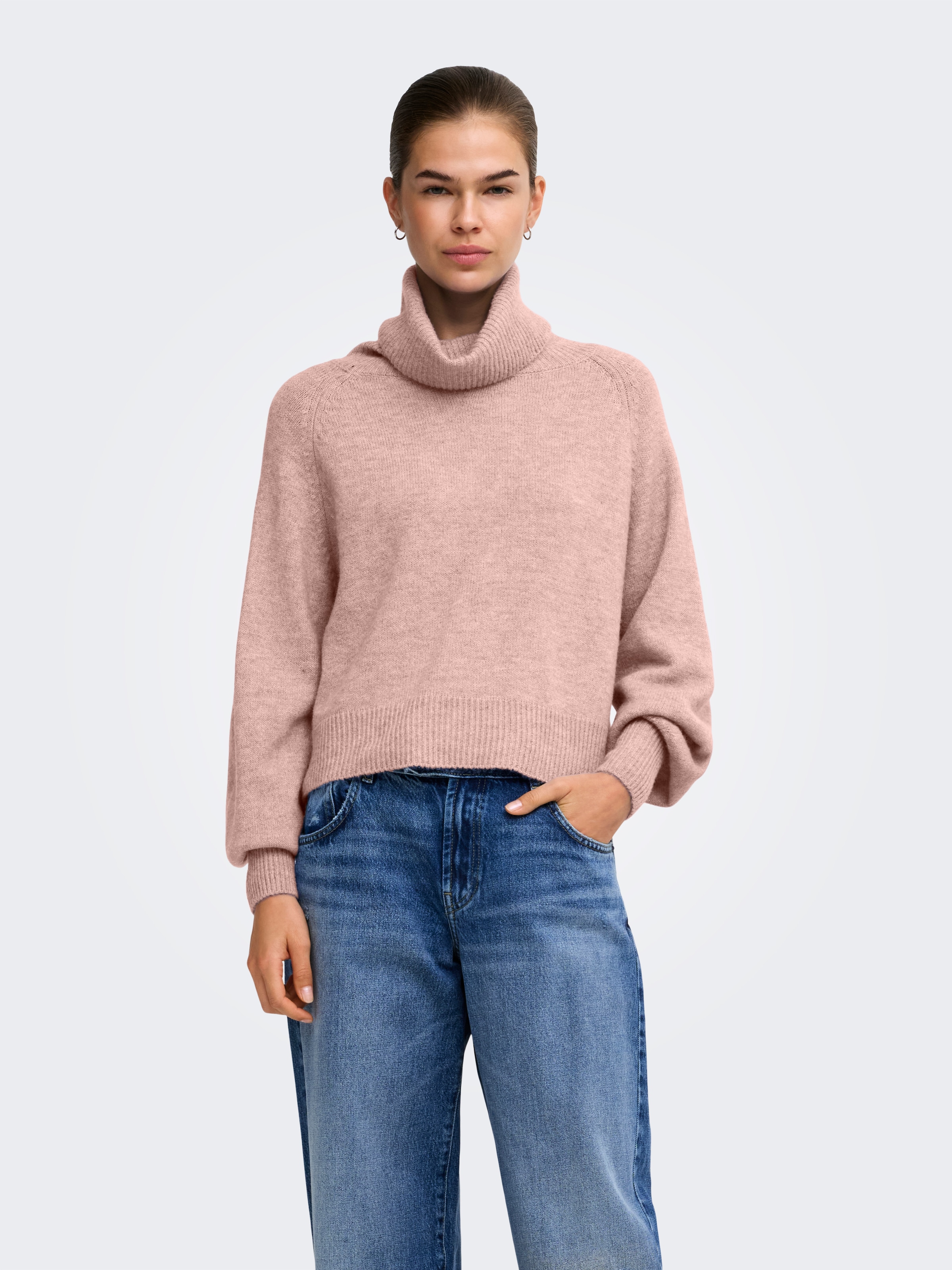 ONLY Rollkragenpullover »ONLOLIVIA LS ROLL NECK CC KNT« Materialmix, regular fit