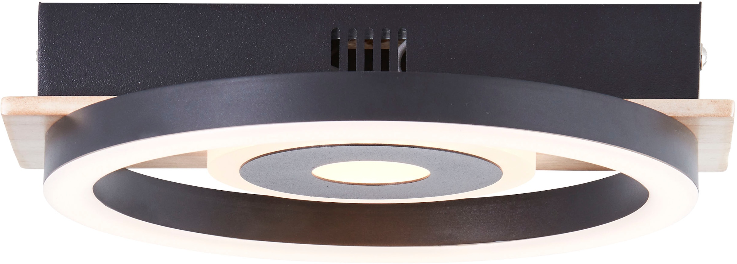 my home LED Deckenleuchte »Lysann Deckenlampe«, Leuchtmittel LED-Board | LED fest integriert, 22 x 20 cm, 12 W, 1100 lm, 3000 K, Holz/Metall, braun/schwarz