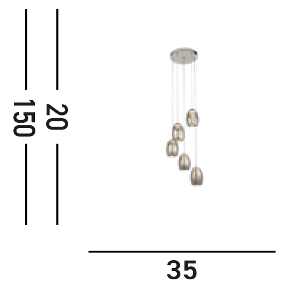 Searchlight LED-Hängeleuchte »Hängeleuchte Cyclone, 5-flammig« LED-Modul 1 Stk. Warmweiß Stalaktit-Optik