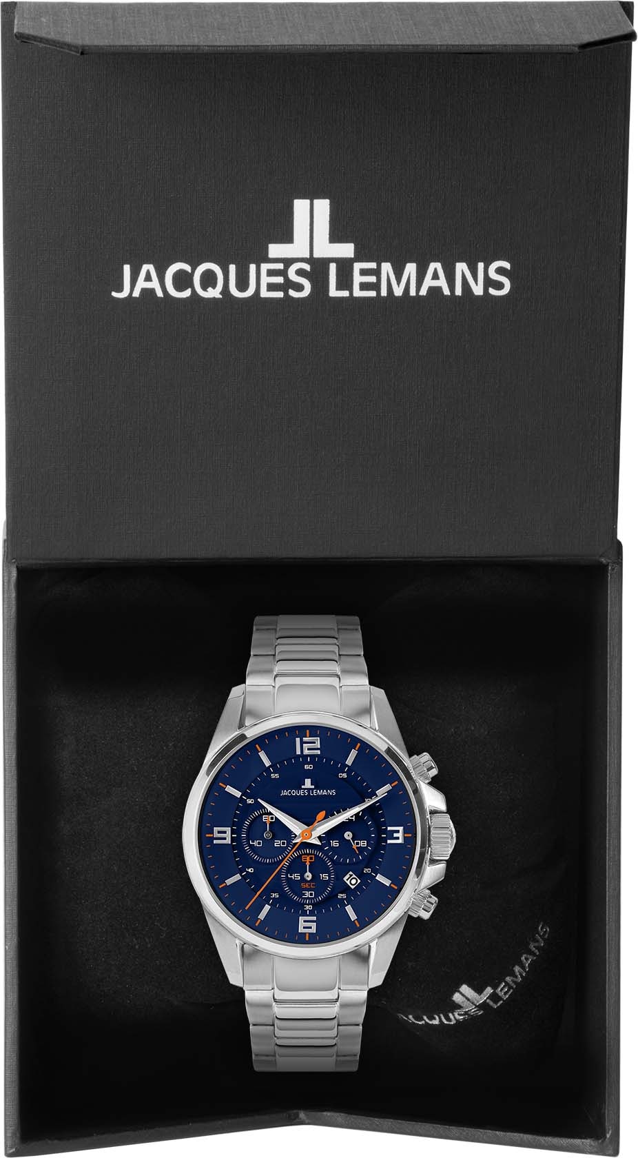 Jacques Lemans Chronograph »Liverpool«, Quarzuhr, Armbanduhr, Herrenuhr, bis 10 bar wasserd., Silikonarmband