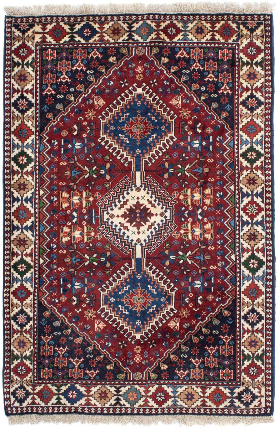 morgenland Wollteppich »Yalameh Medaillon Blu scuro 152 x 97 cm«, rechtecki günstig online kaufen