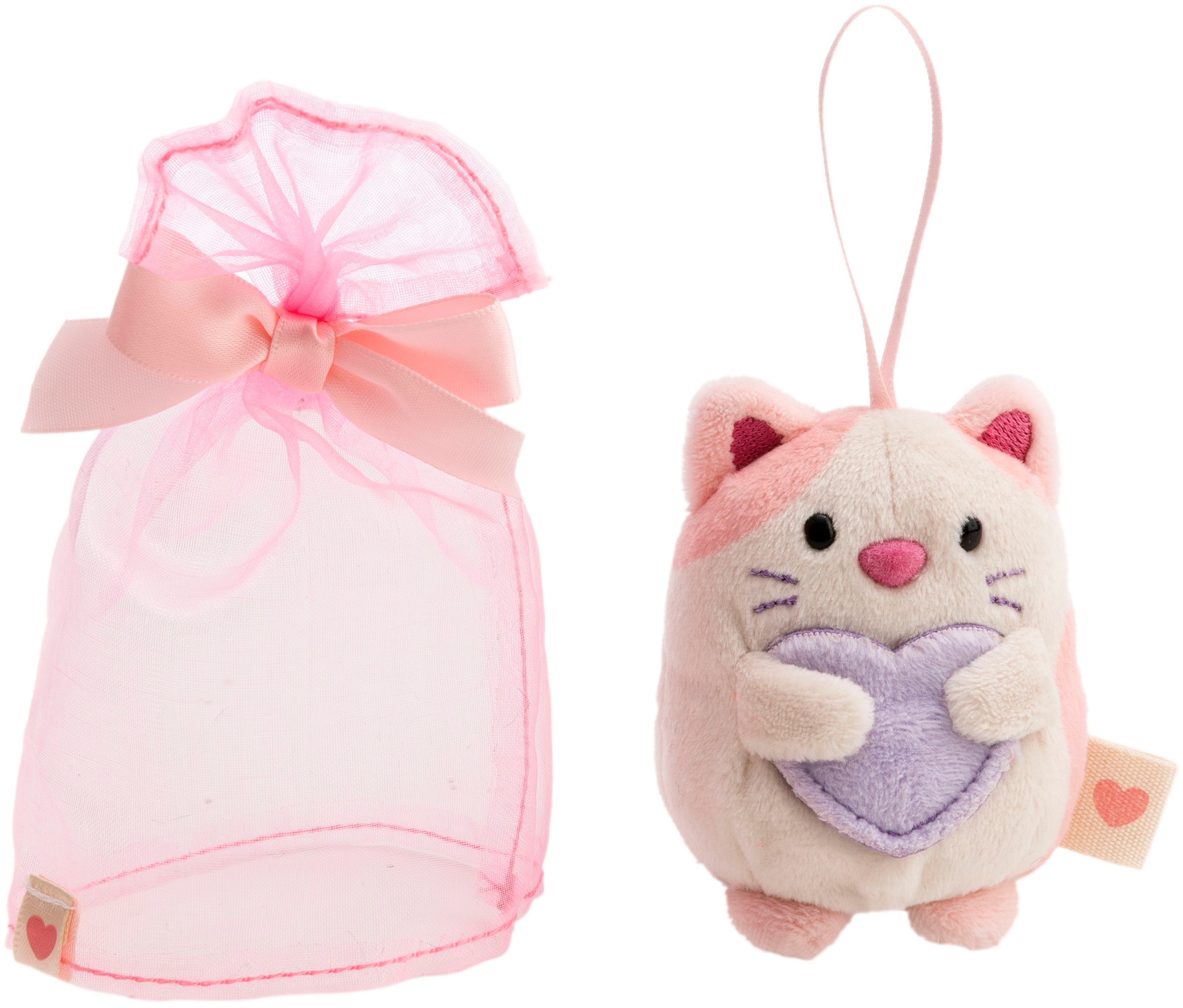 Nici Kuscheltier »mymochi, Set Katze Angy pfirsichfarben 8cm« mit Herztasche & Organzakostüm; in Geschenkbox