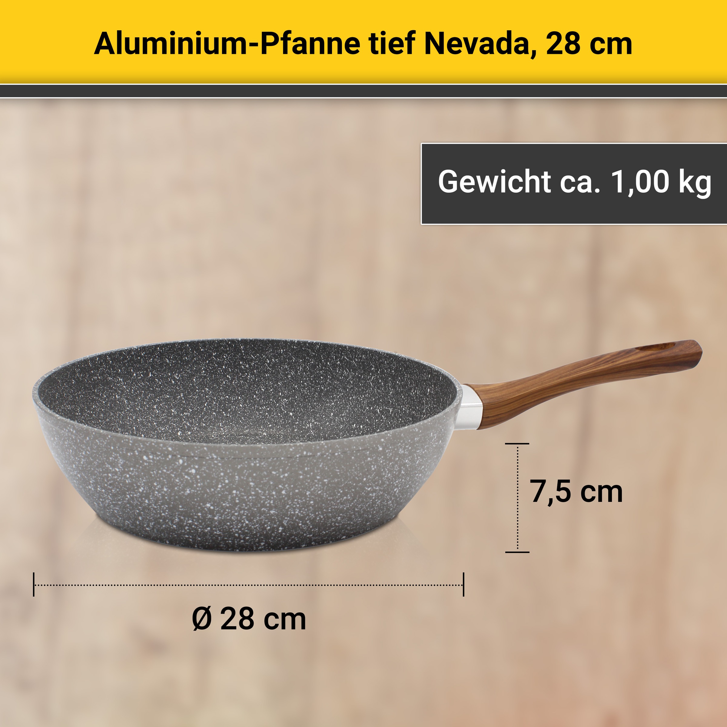 Krüger Bratpfanne »Nevada«, Aluminium, (1 tlg.), für Induktions-Kochfelder geeignet