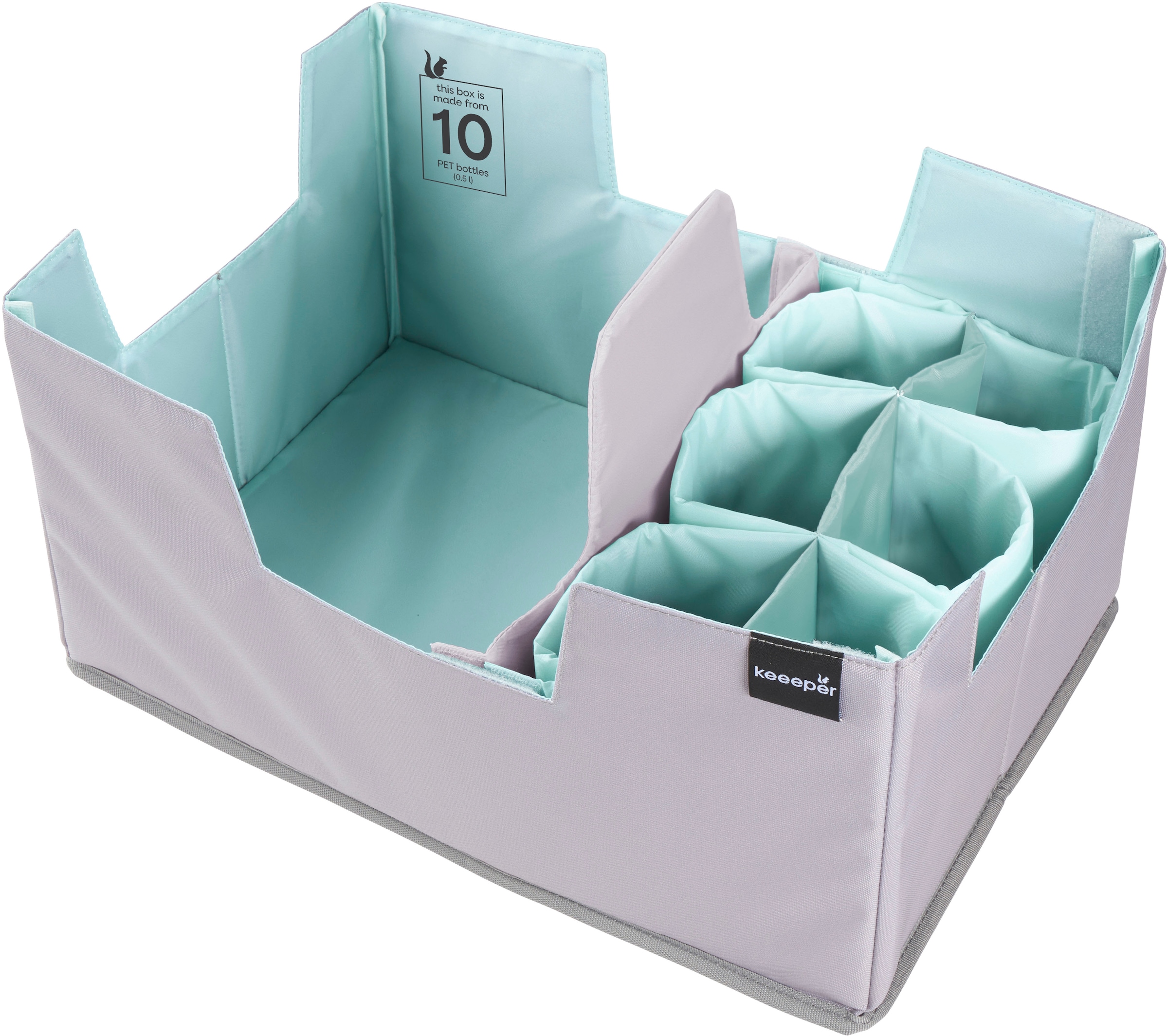 KEEEPER Faltbox »nea, faltbarer Einkaufsorganizer für Klappboxen« aus recycelten PET-Flaschen aquamarine