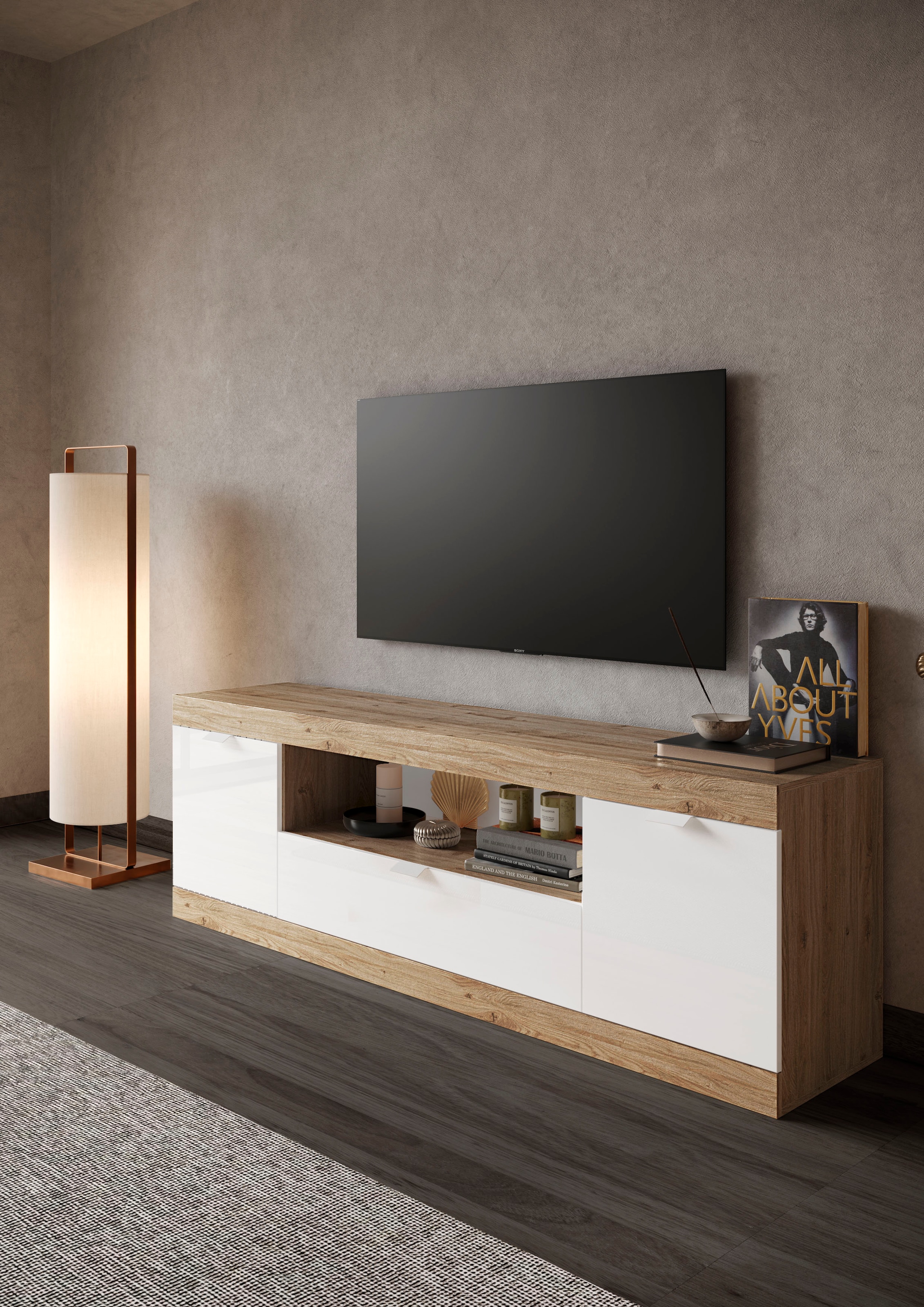 INOSIGN Lowboard »Slim, TV-Bank«, Breite 181 cm, weiß Hochglanz Lack