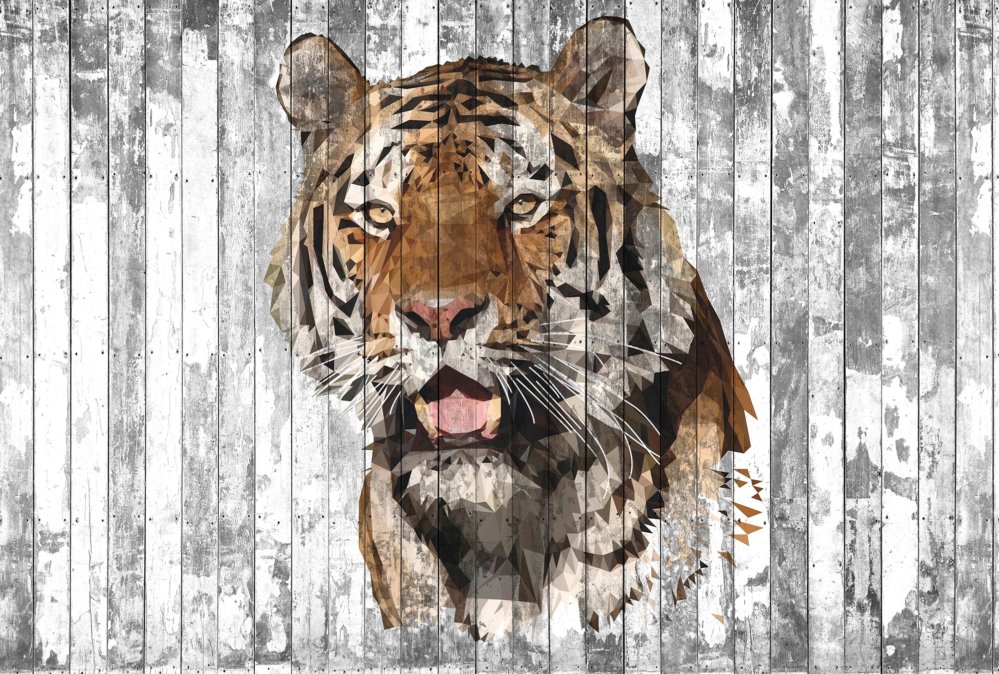 Architects Paper Fototapete »Atelier 47 Polygon Tiger 2« Holz glatt Vlies, günstig online kaufen
