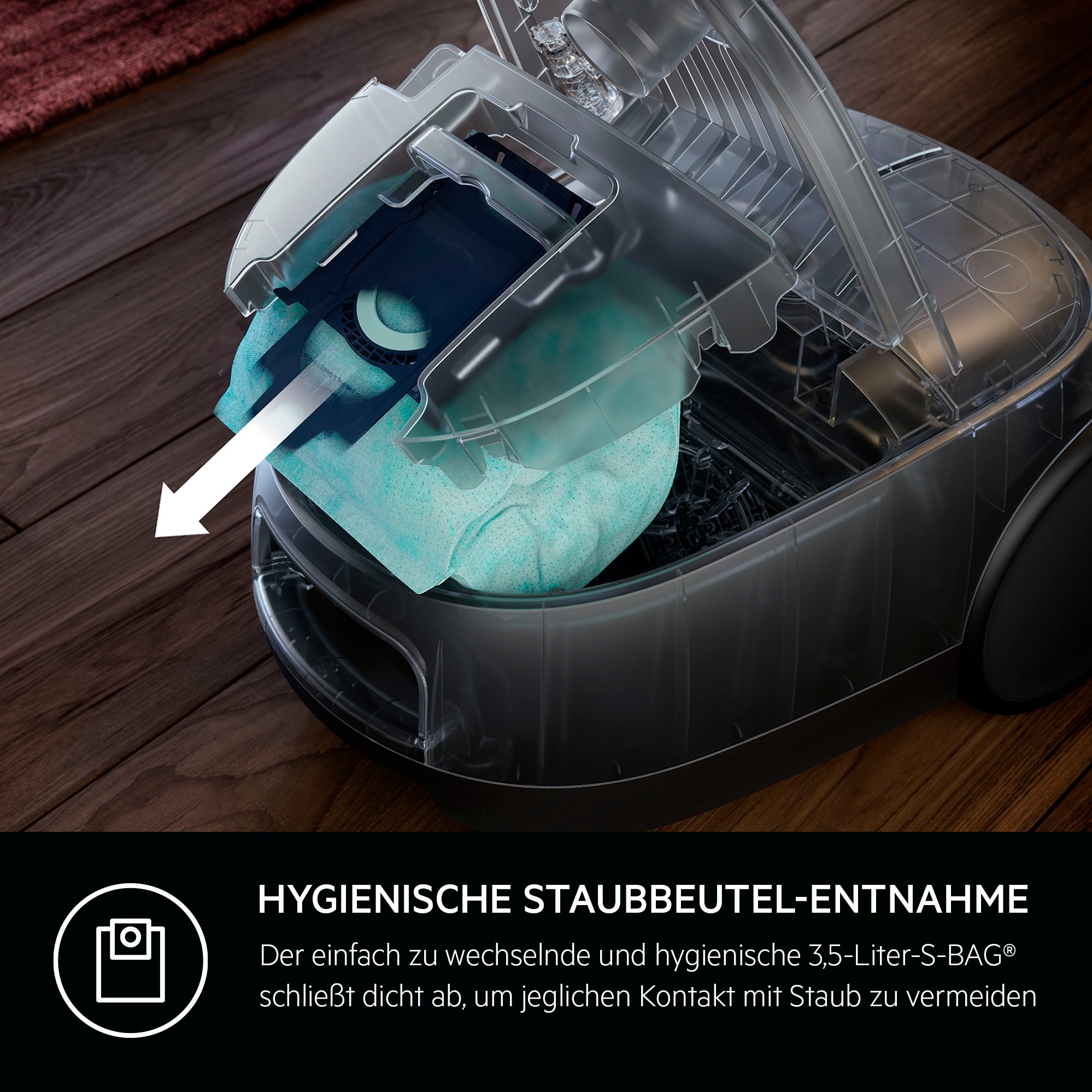 AEG Bodenstaubsauger »HYGIENIC 6000 (AB61H6SW)«, 850 W, mit Beutel, hohe Saugleistung, inkl. Zusatzdüsen, 50 % Recyclingkunststoff